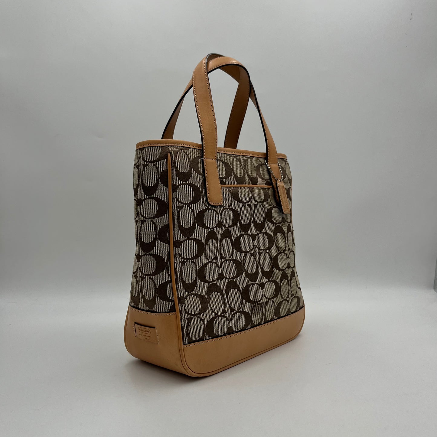 Coach Brown Signature Canvas Top Handle Tote Bag