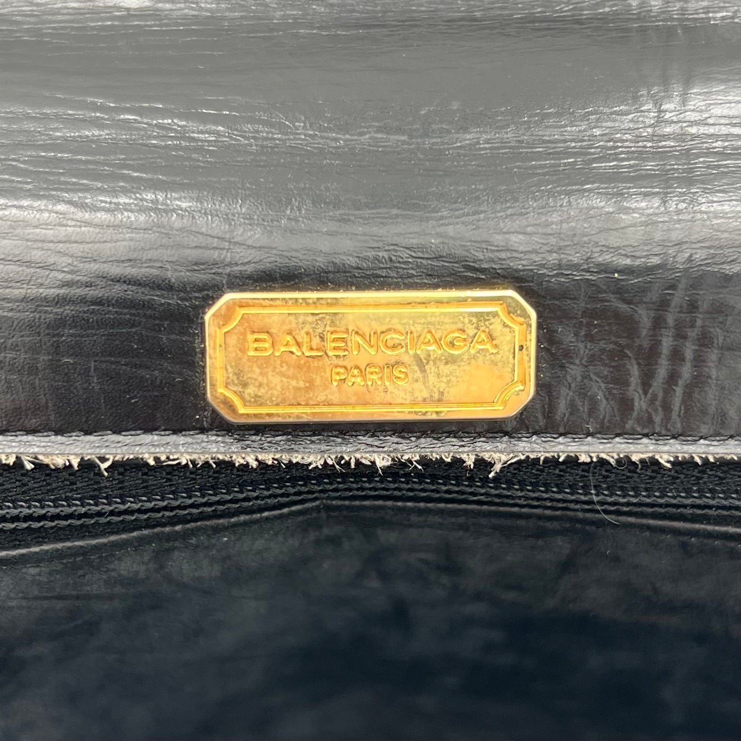 Balenciaga Vintage Black Leather Top Handle Kelly