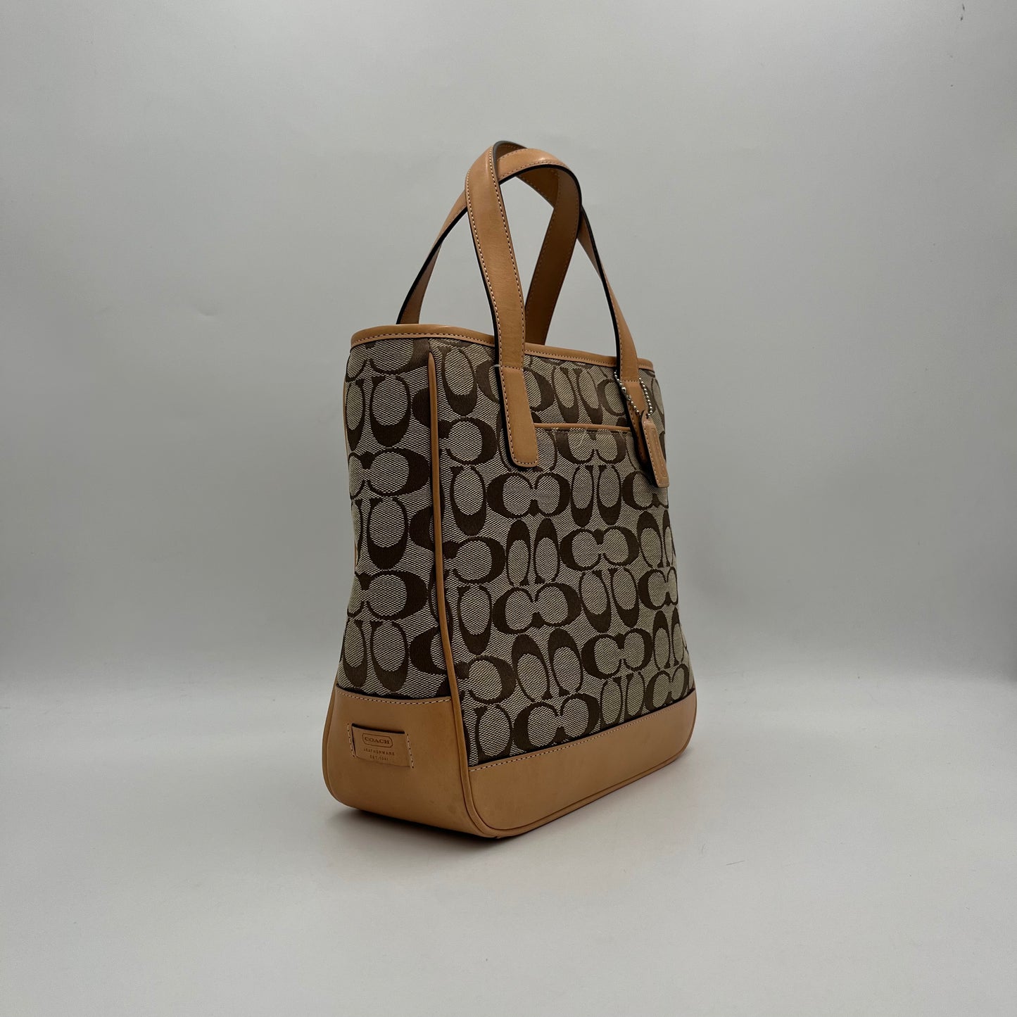 Coach Brown Signature Canvas Top Handle Tote Bag