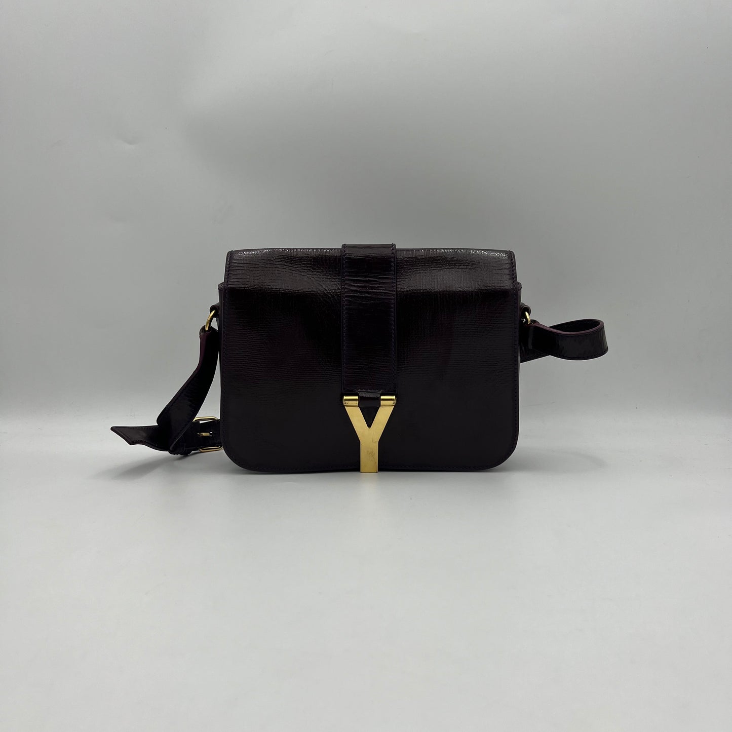 YSL Burgundy Leather Chyc Flap Sling Bag