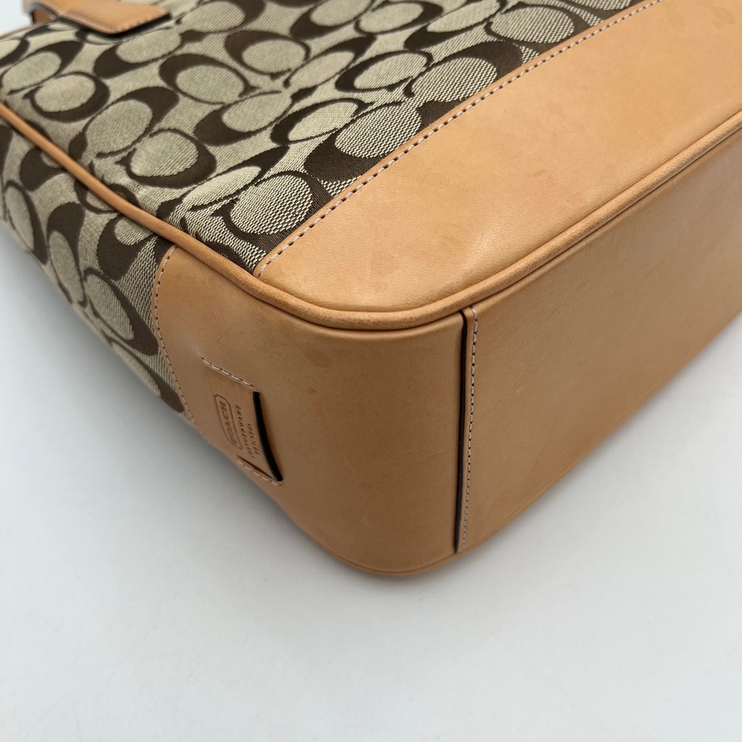 Coach Brown Signature Canvas Top Handle Tote Bag