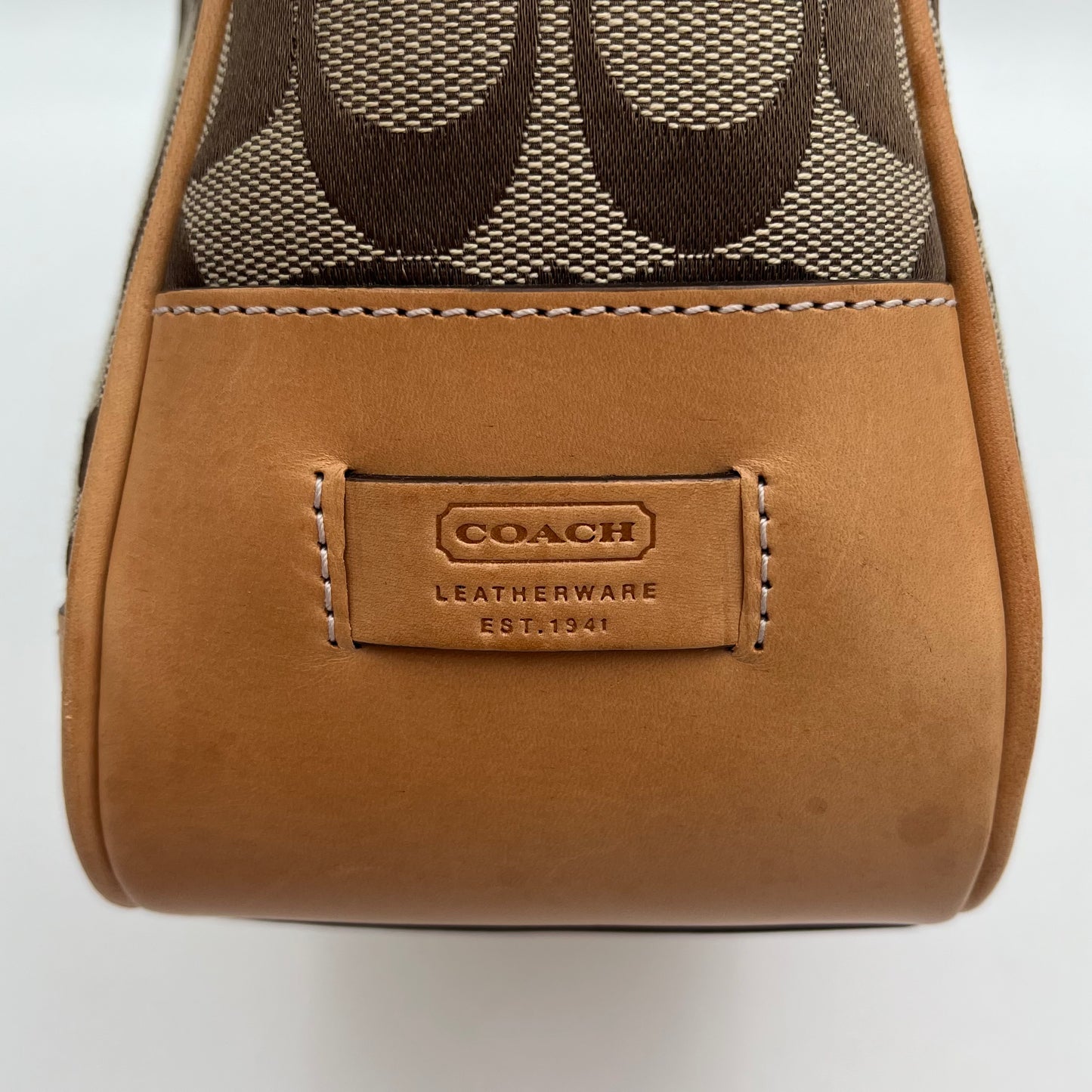 Coach Brown Signature Canvas Top Handle Tote Bag