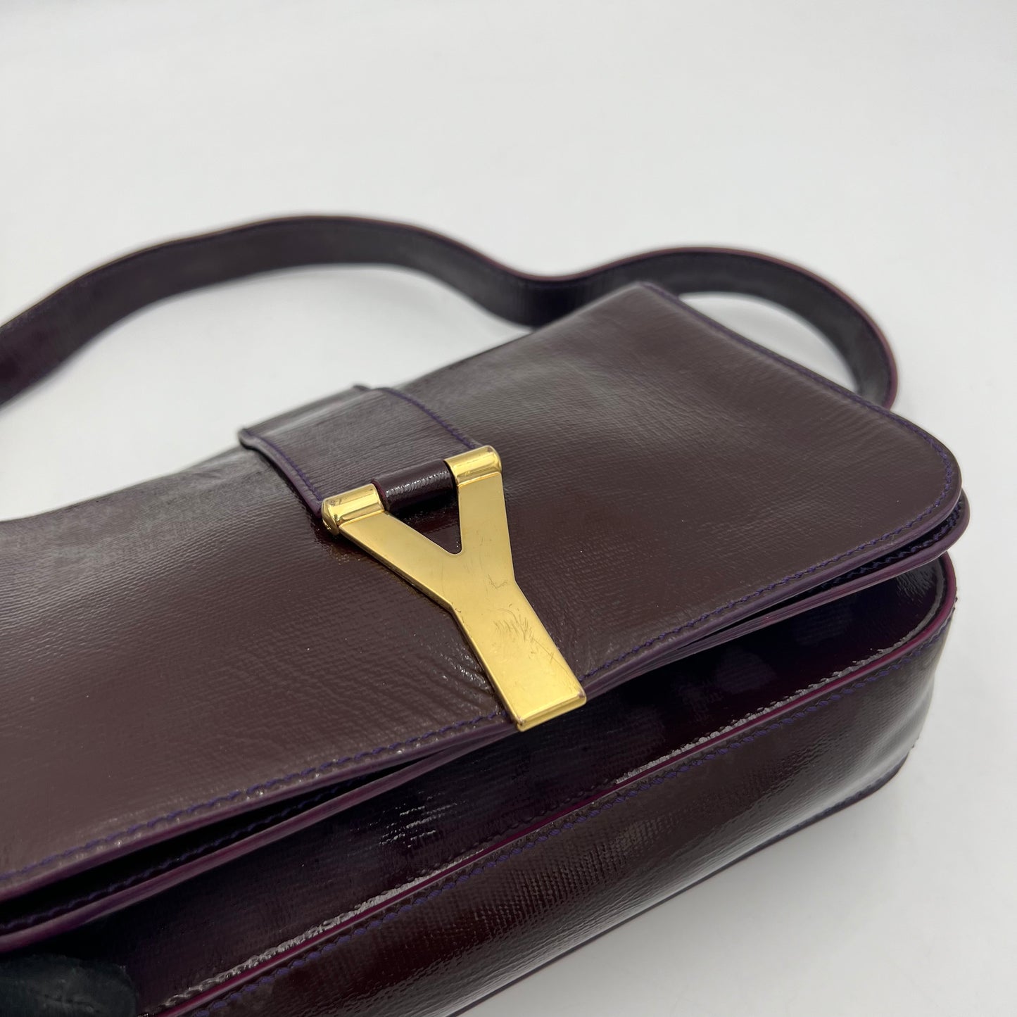 YSL Burgundy Leather Chyc Flap Sling Bag