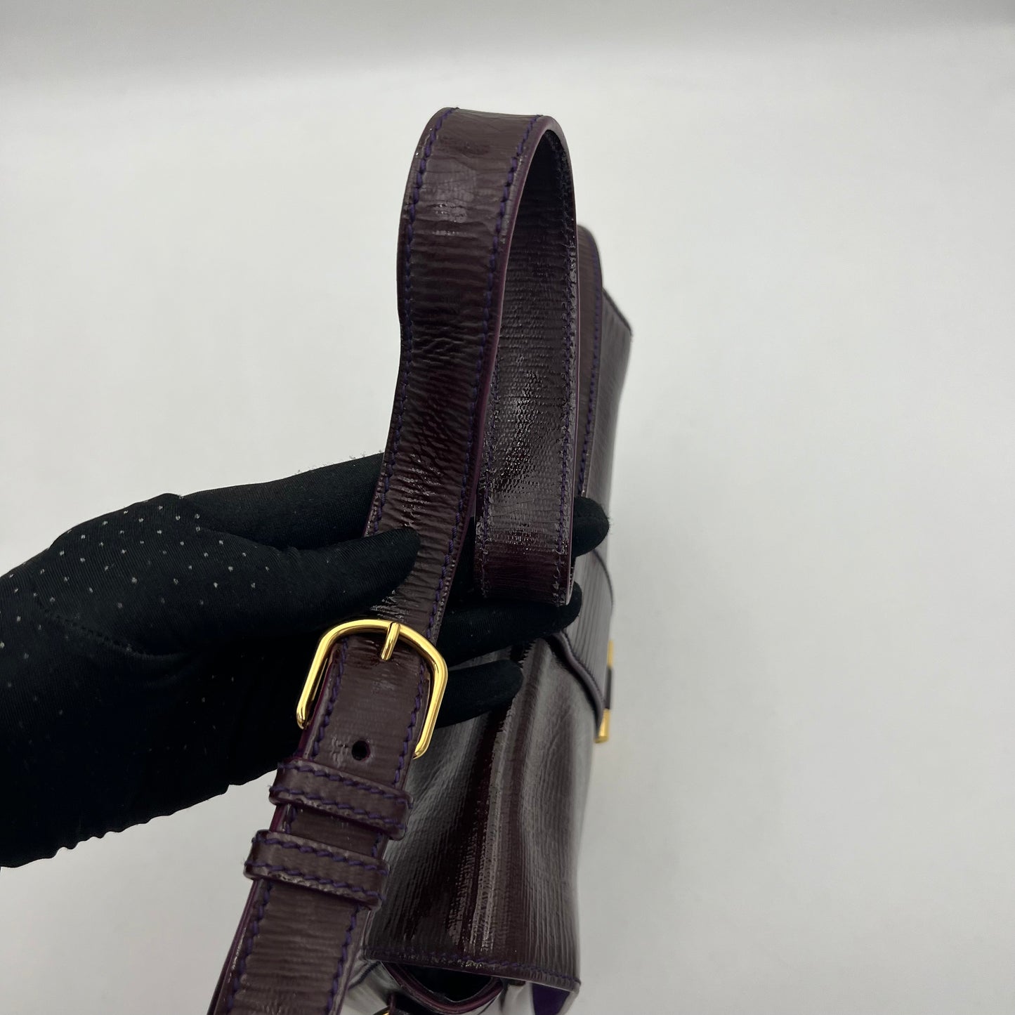 YSL Burgundy Leather Chyc Flap Sling Bag