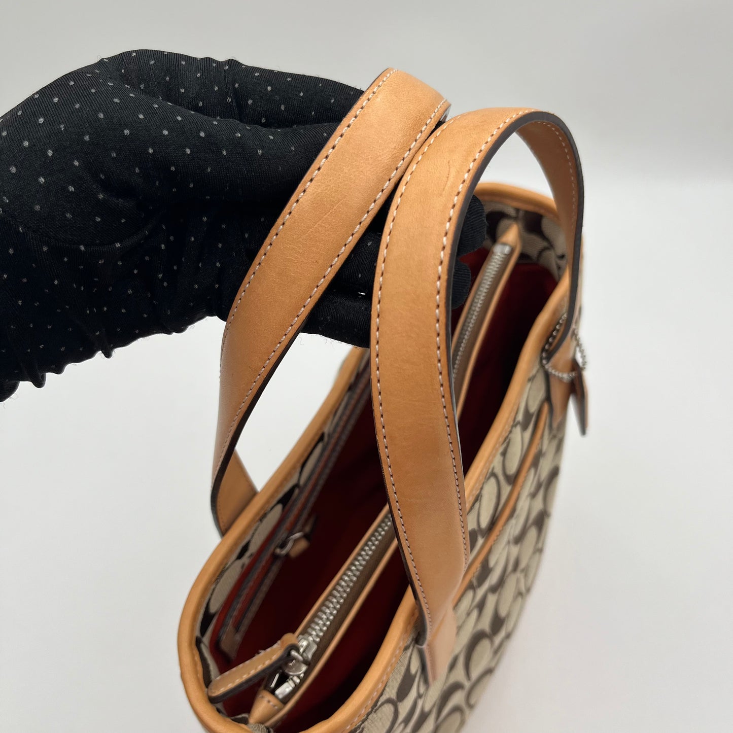 Coach Brown Signature Canvas Top Handle Tote Bag