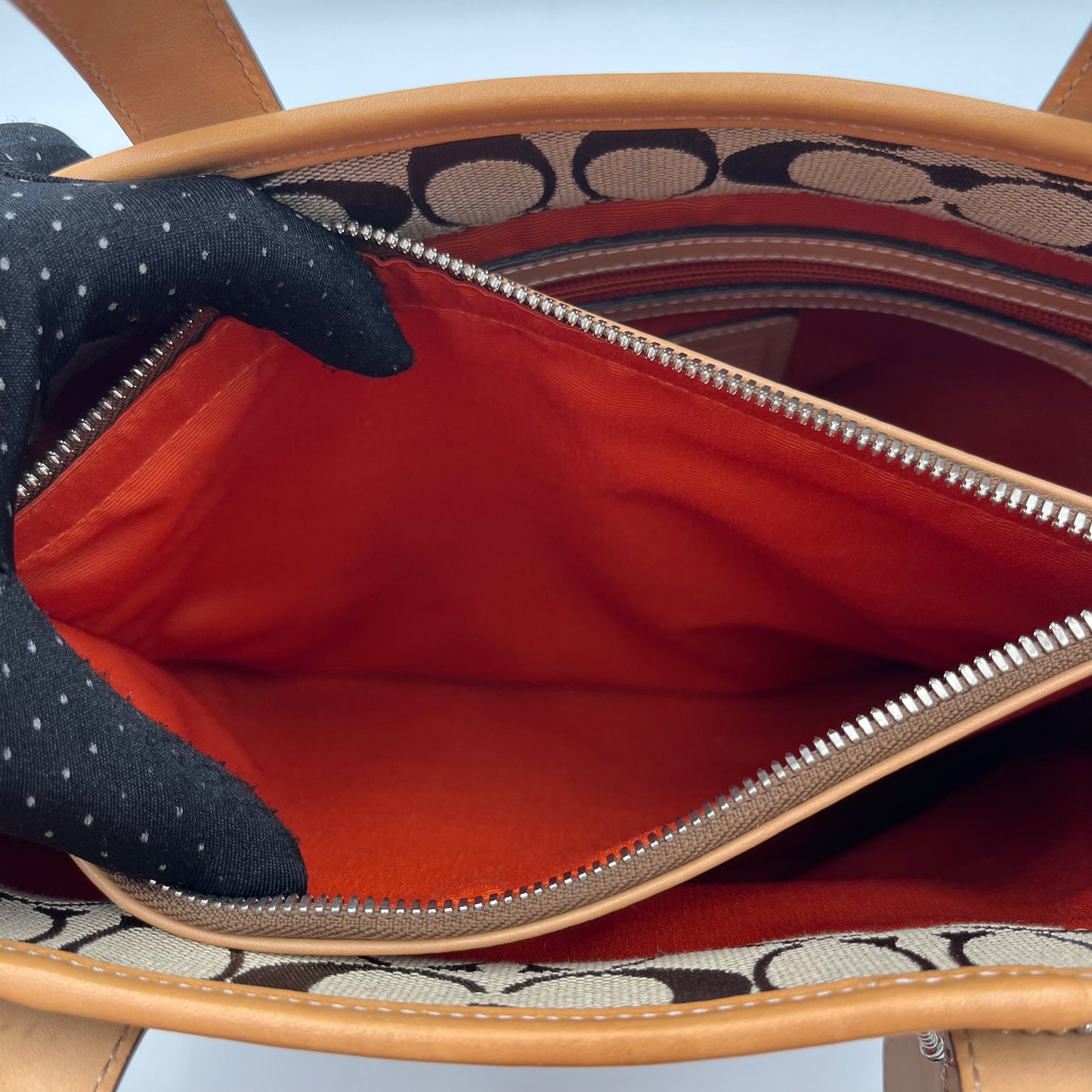 Coach Brown Signature Canvas Top Handle Tote Bag