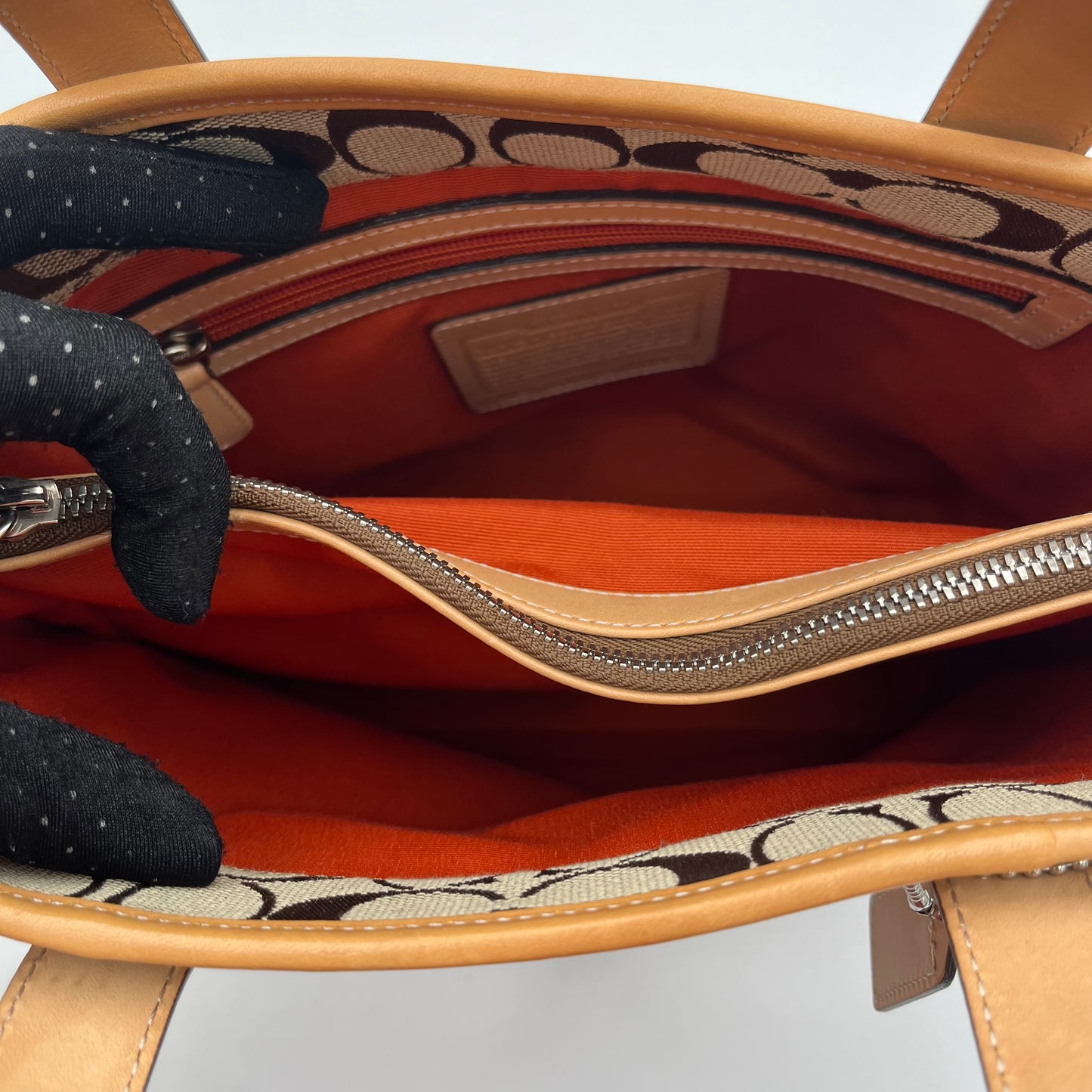 Coach Brown Signature Canvas Top Handle Tote Bag