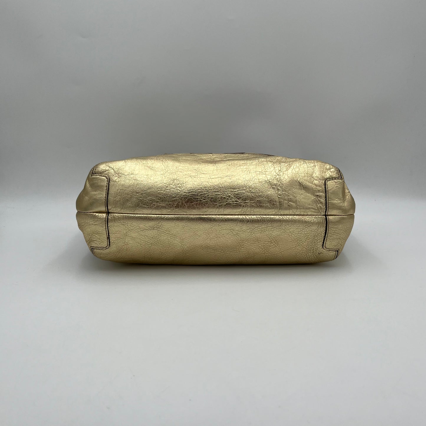 Coach Big C Signature Gold Leather Polka Hearts Shoulder Bag