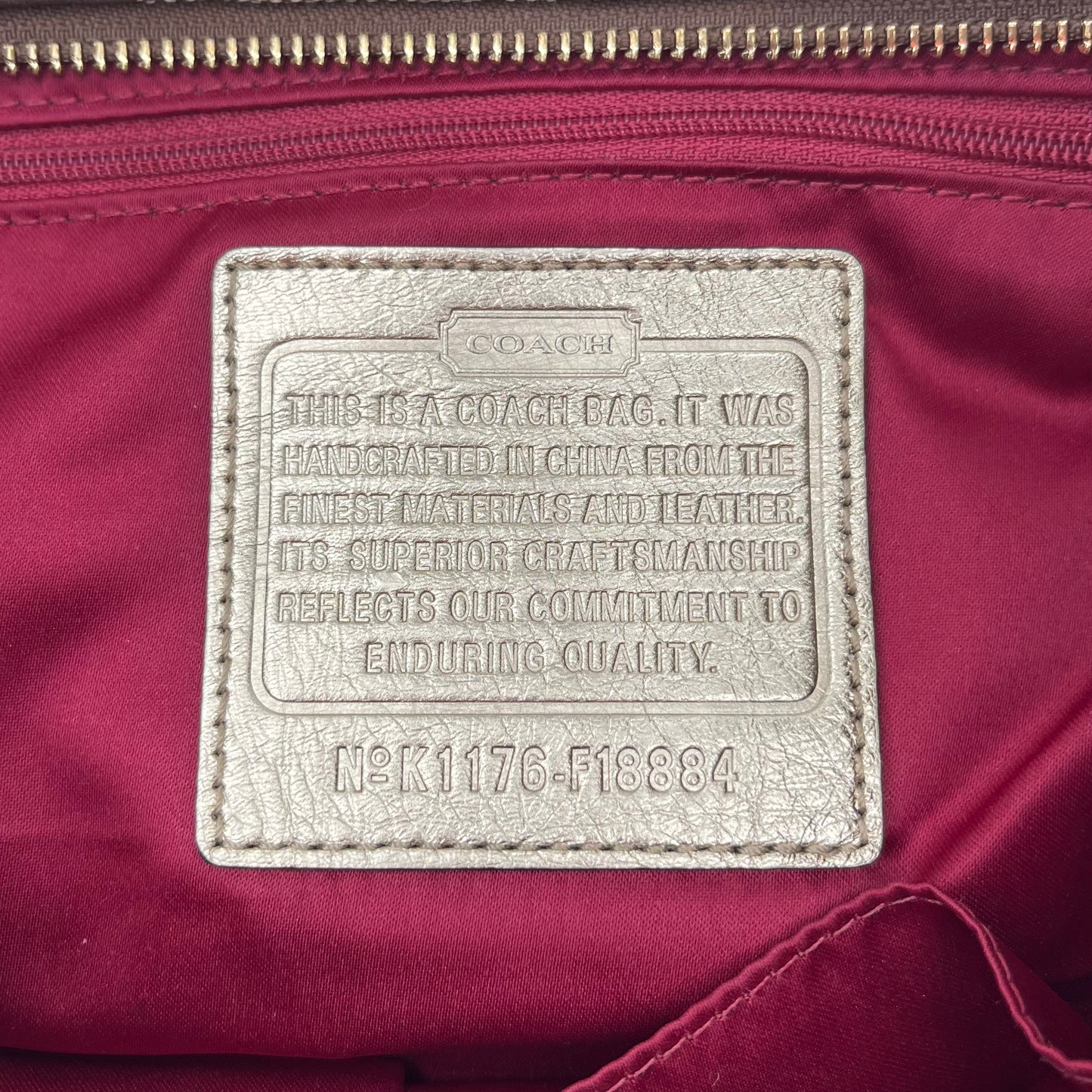 Coach Big C Signature Gold Leather Polka Hearts Shoulder Bag