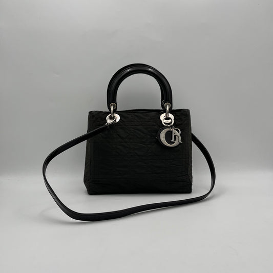 Christian Dior Nylon Cannage and Patent Lady Dior with Long Strap