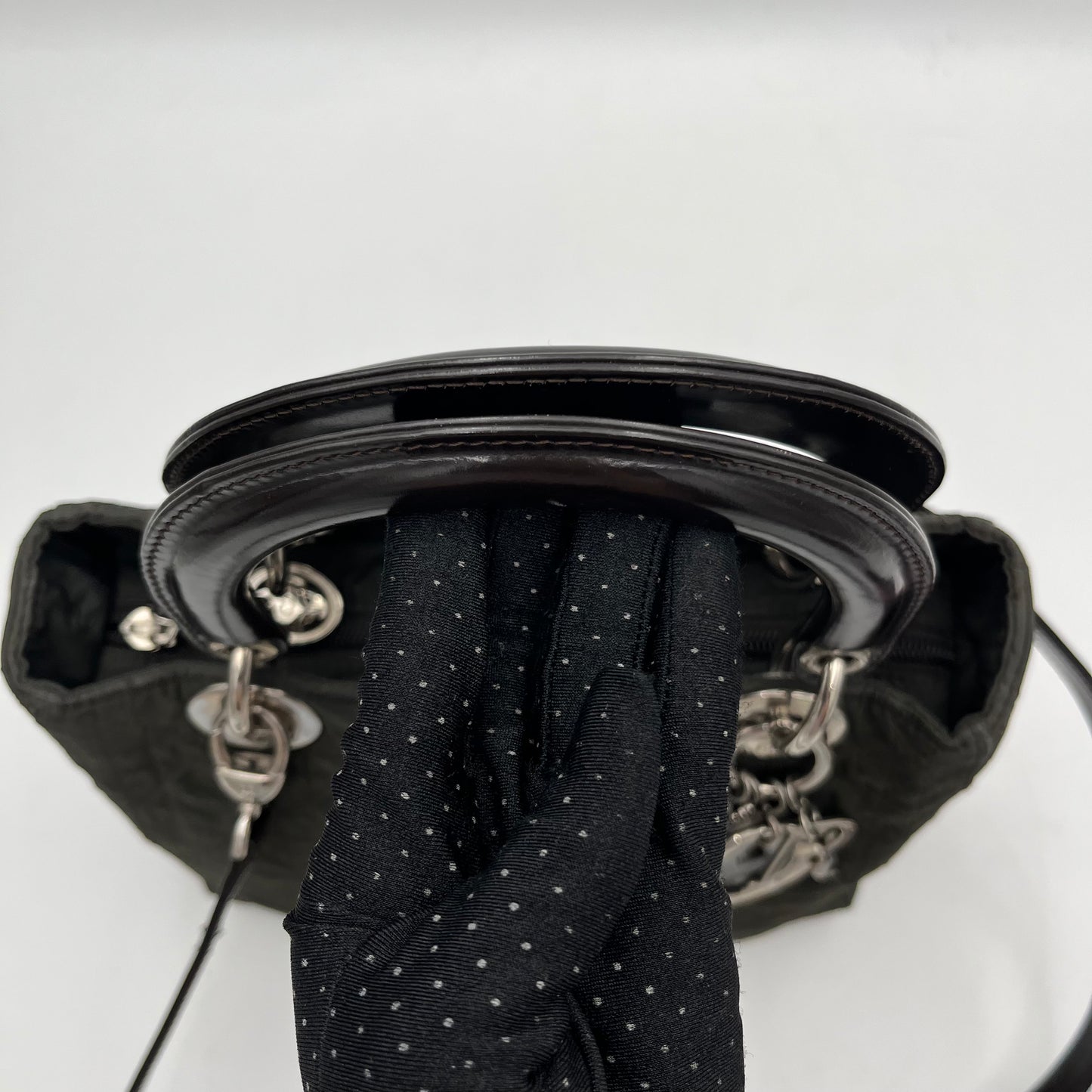 Christian Dior Nylon Cannage and Patent Lady Dior with Long Strap