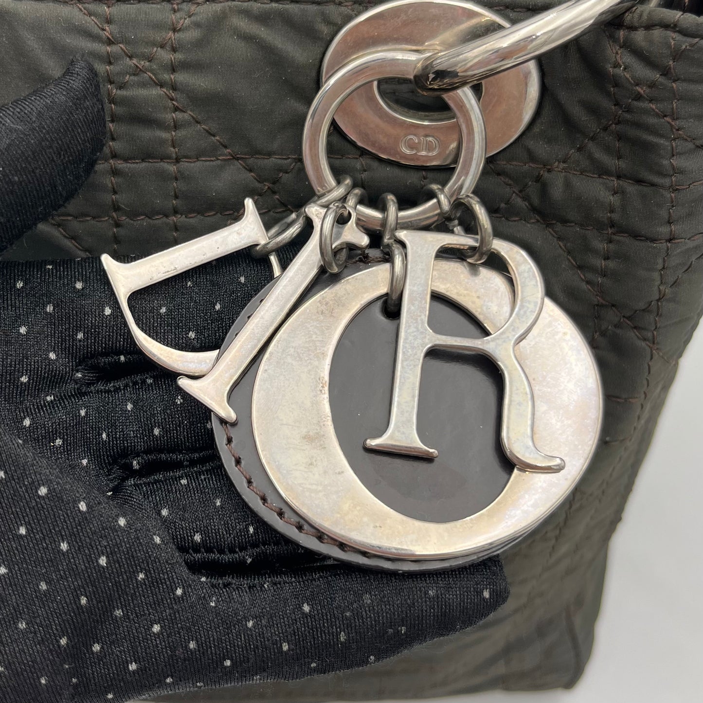 Christian Dior Nylon Cannage and Patent Lady Dior with Long Strap
