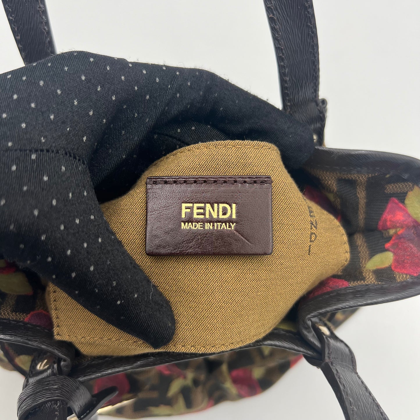 Fendi Tobacco Zucca Rose Chef Handbag