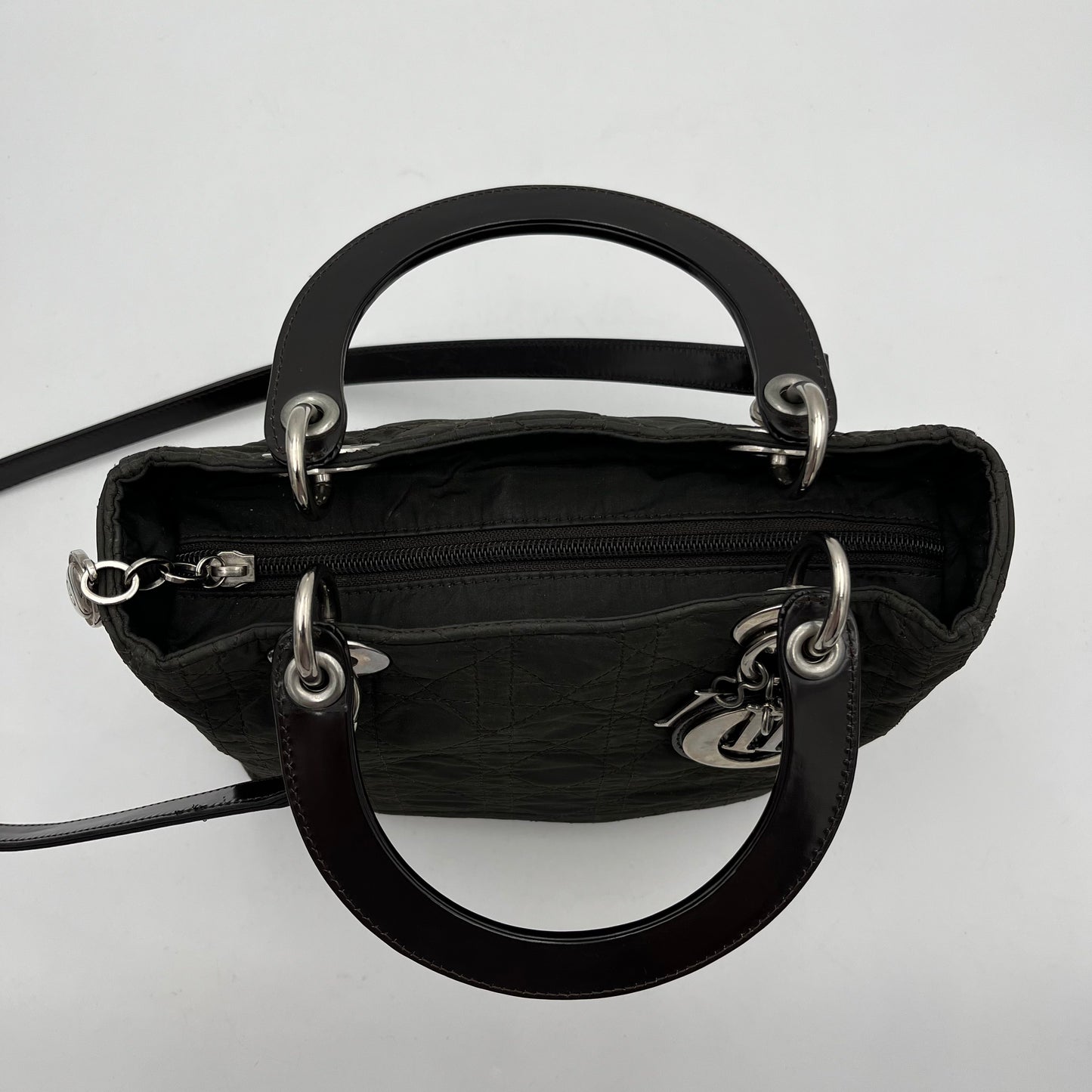 Christian Dior Nylon Cannage and Patent Lady Dior with Long Strap