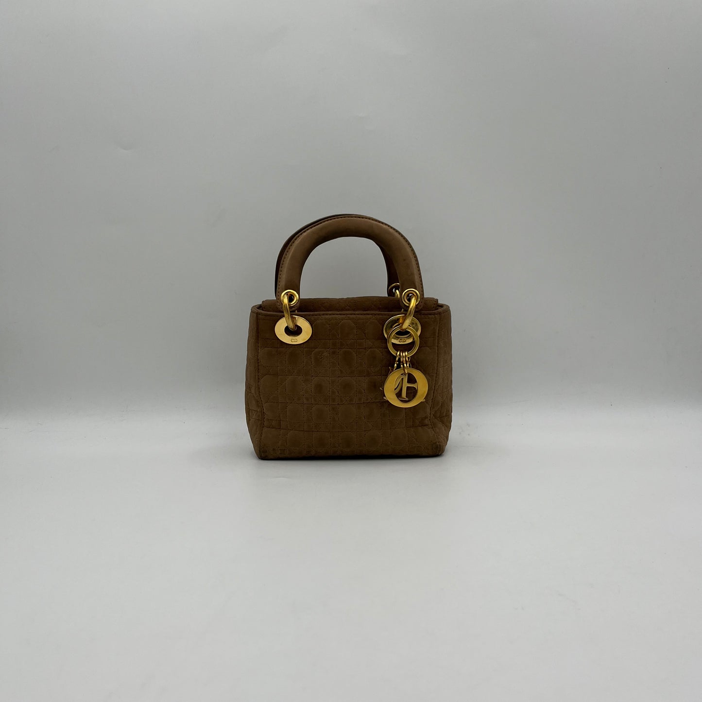 Christian Dior Beige Nylon Cannage Mini Lady Dior