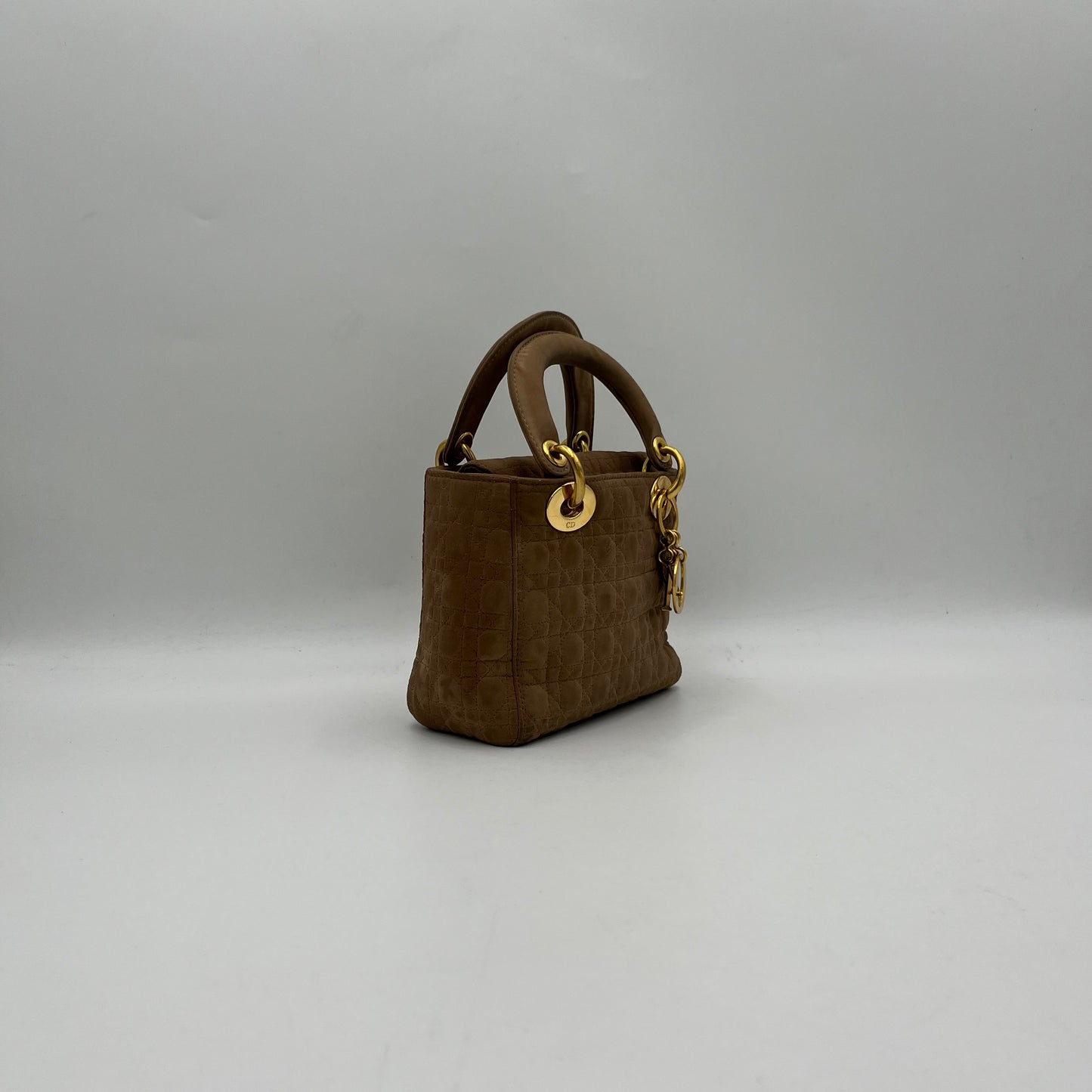 Christian Dior Beige Nylon Cannage Mini Lady Dior