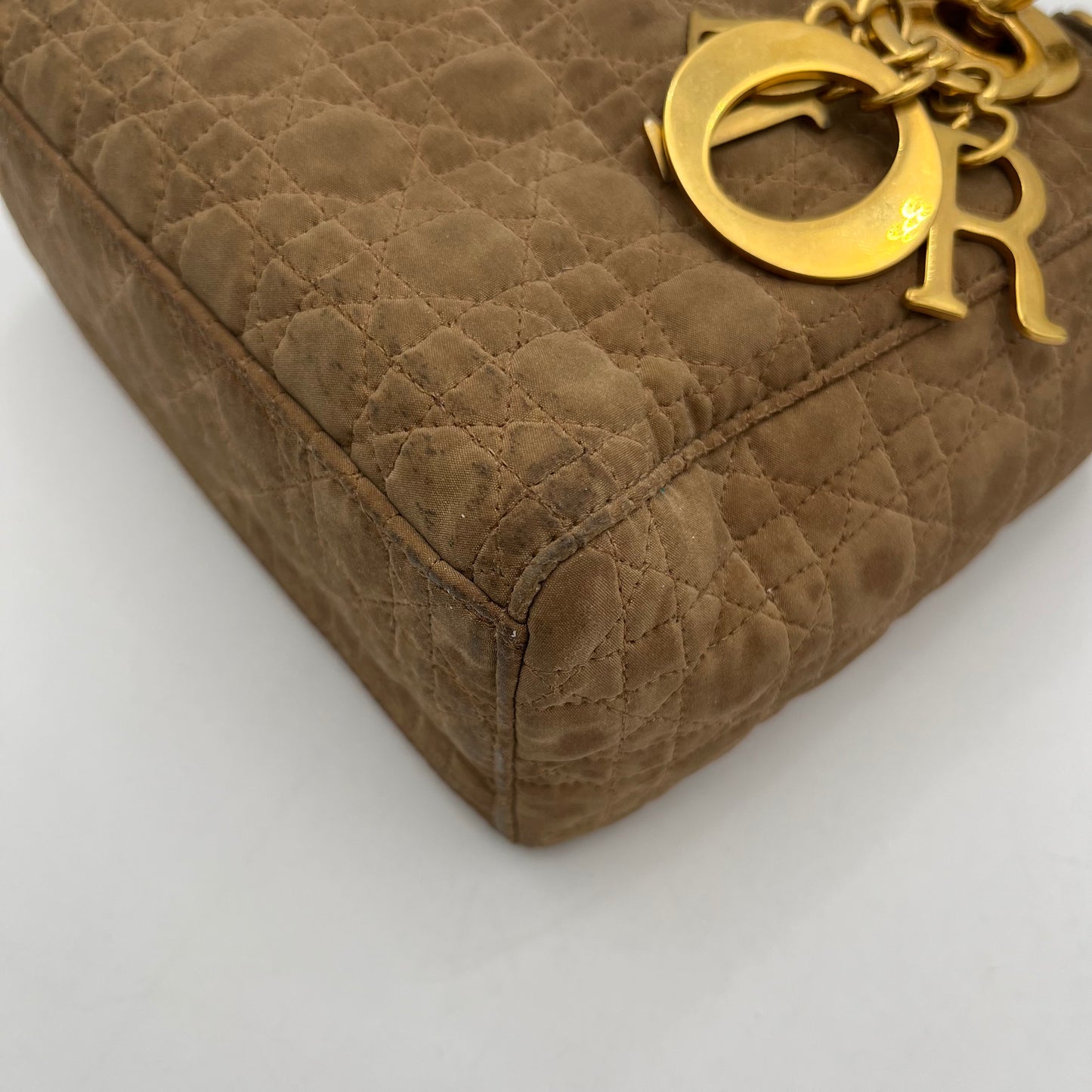 Christian Dior Beige Nylon Cannage Mini Lady Dior
