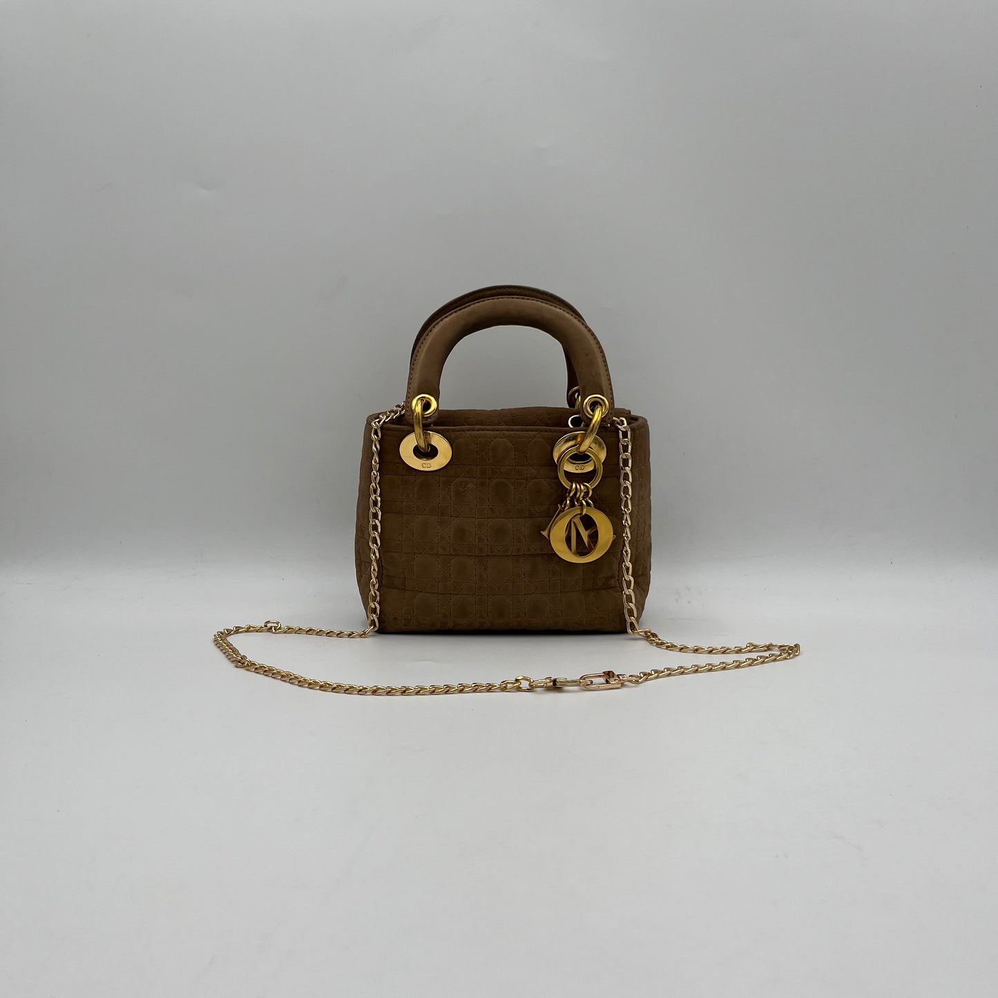 Christian Dior Beige Nylon Cannage Mini Lady Dior