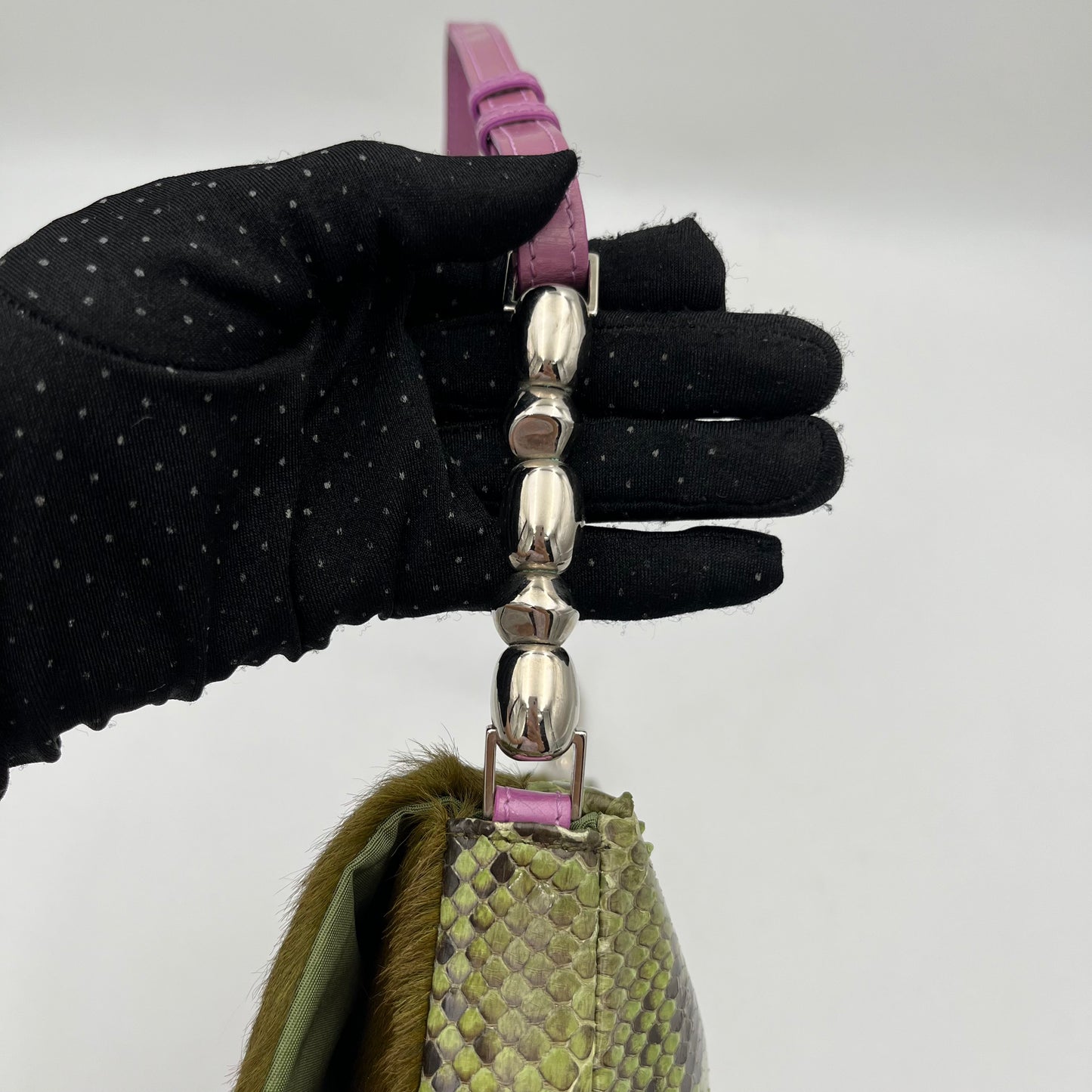 Christian Dior Green Pony Hair Python Malice Pearl Baguette