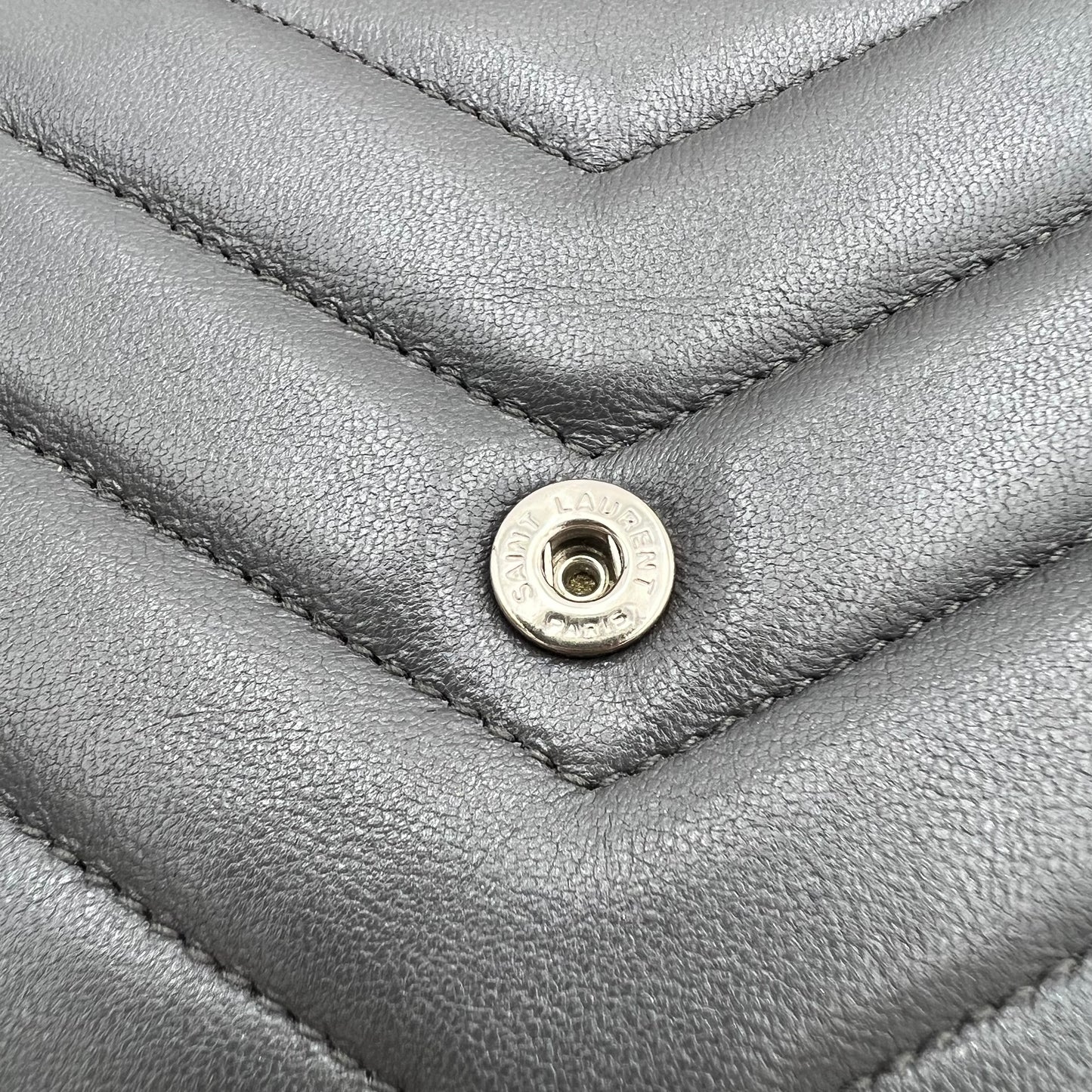 YSL Gray Lambskin Flap Long Wallet