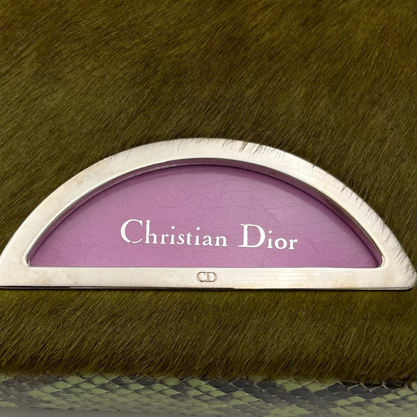 Christian Dior Green Pony Hair Python Malice Pearl Baguette
