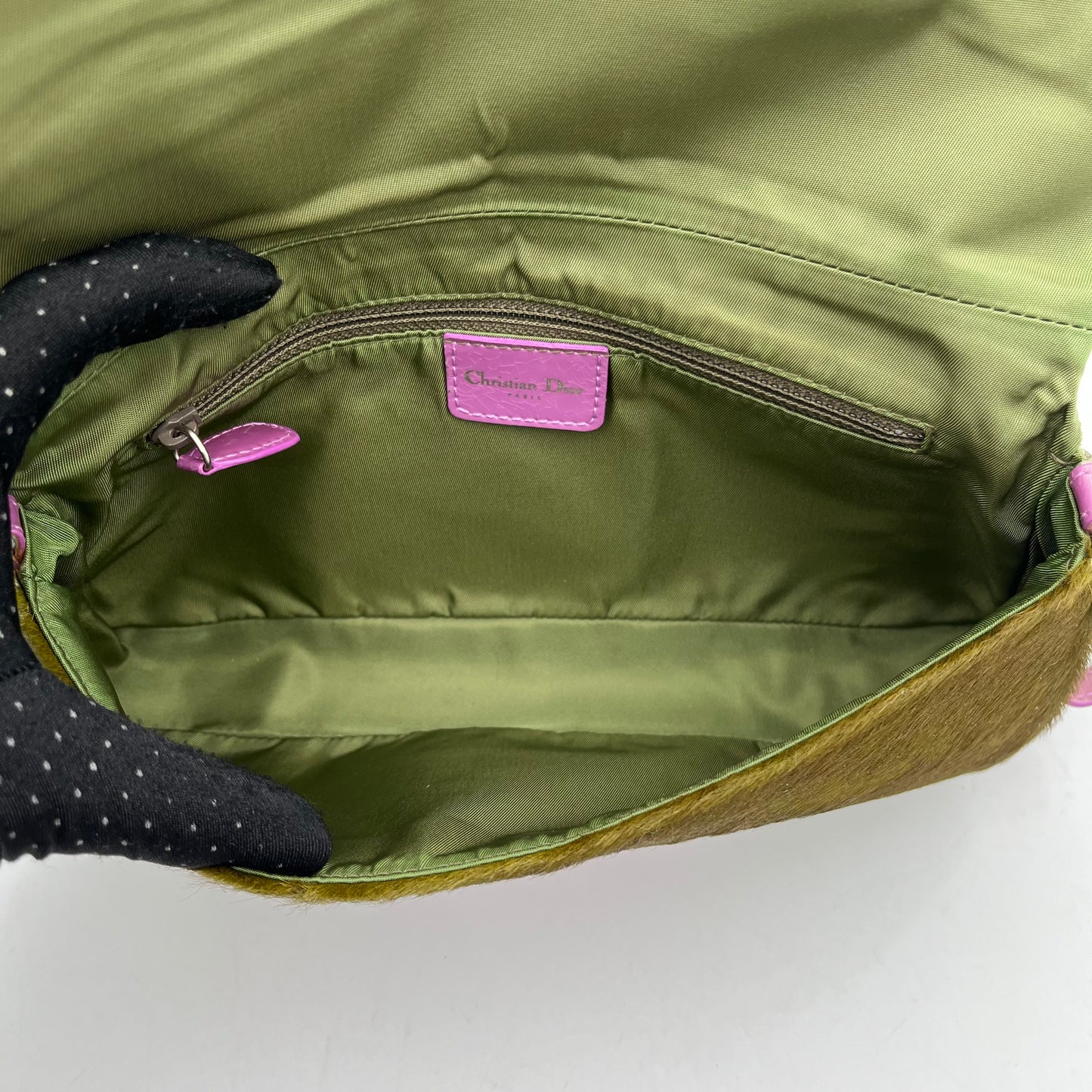 Christian Dior Green Pony Hair Python Malice Pearl Baguette
