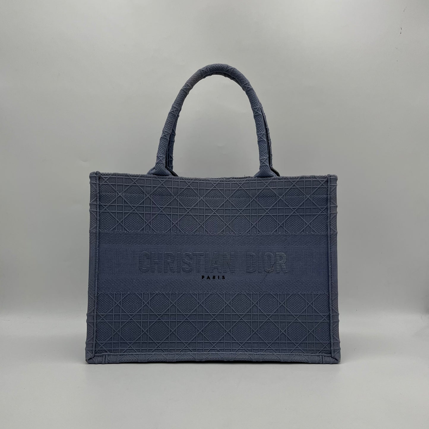 Christian Dior Denim Blue Embroidered Medium Book Tote