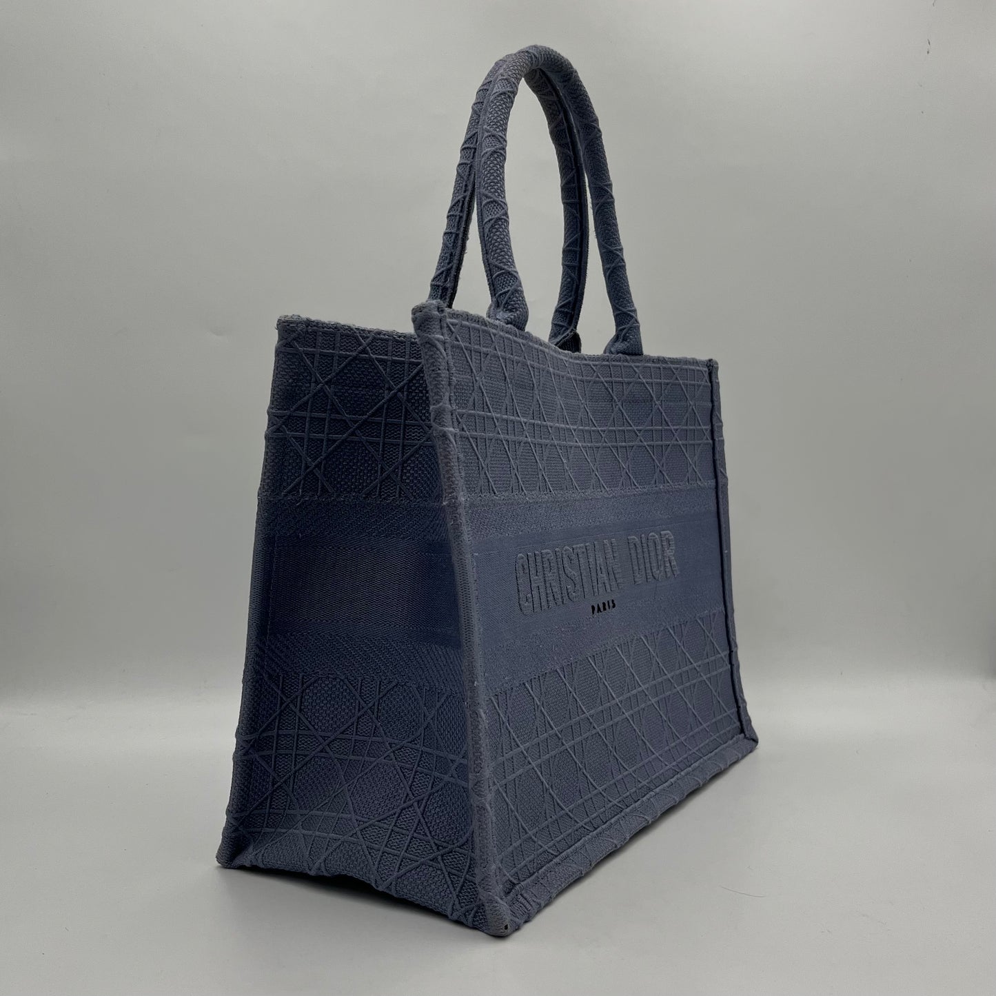Christian Dior Denim Blue Embroidered Medium Book Tote