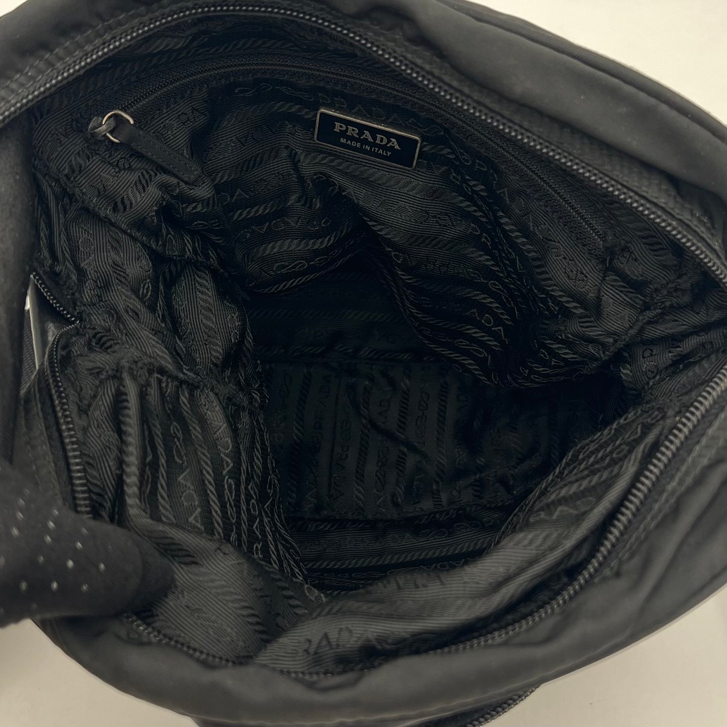 Prada Black Nylon Men's Crossbody With Front Compartment