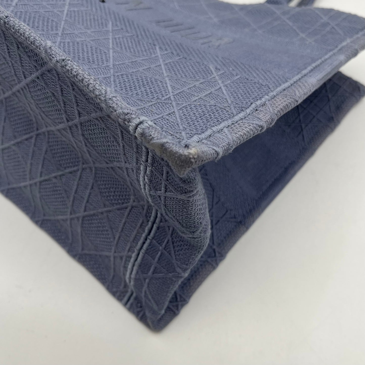 Christian Dior Denim Blue Embroidered Medium Book Tote