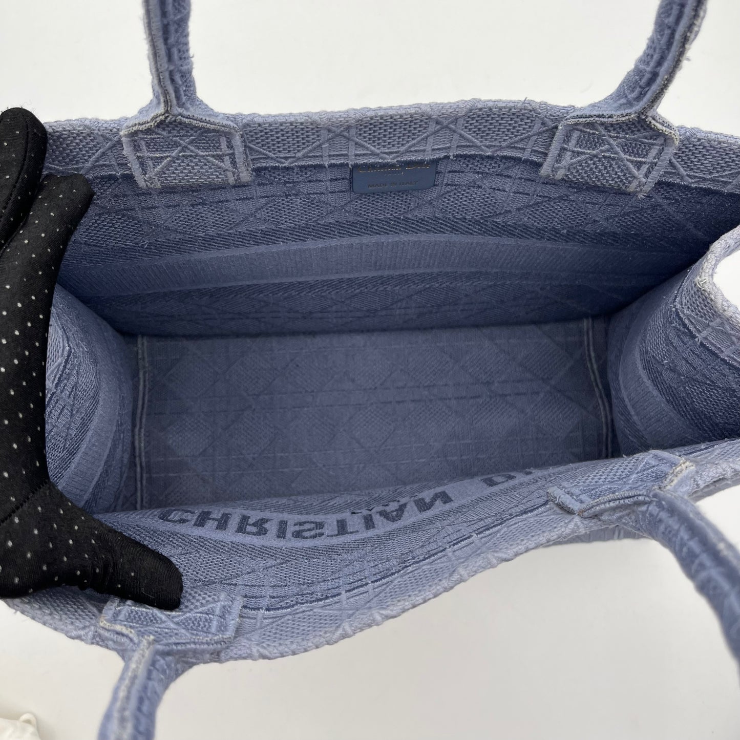 Christian Dior Denim Blue Embroidered Medium Book Tote