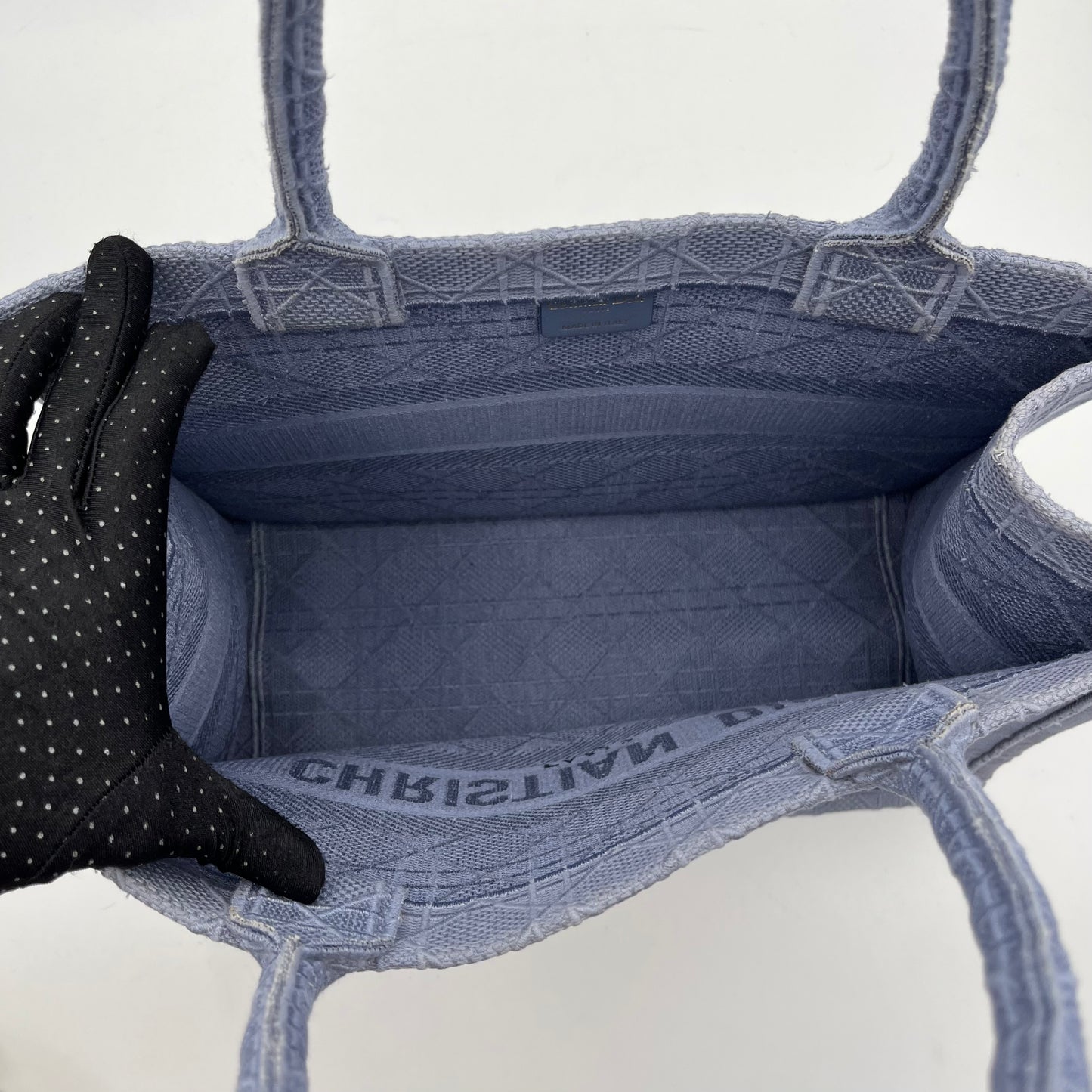 Christian Dior Denim Blue Embroidered Medium Book Tote
