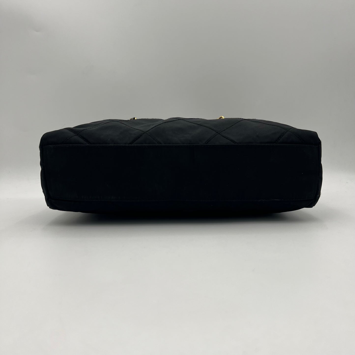 Prada Black Quilted Nylon Flap Chain Bag GHW