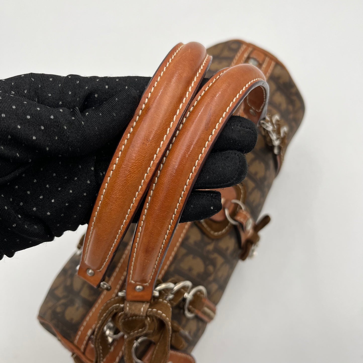 Christian Dior Brown Oblique Coated Canvas Romantique Barrel Bag