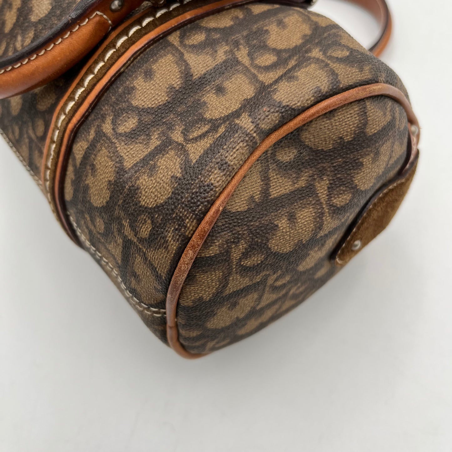 Christian Dior Brown Oblique Coated Canvas Romantique Barrel Bag