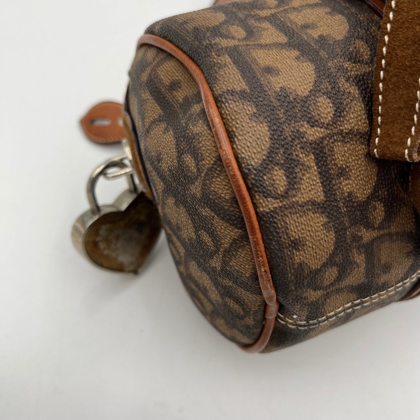 Christian Dior Brown Oblique Coated Canvas Romantique Barrel Bag