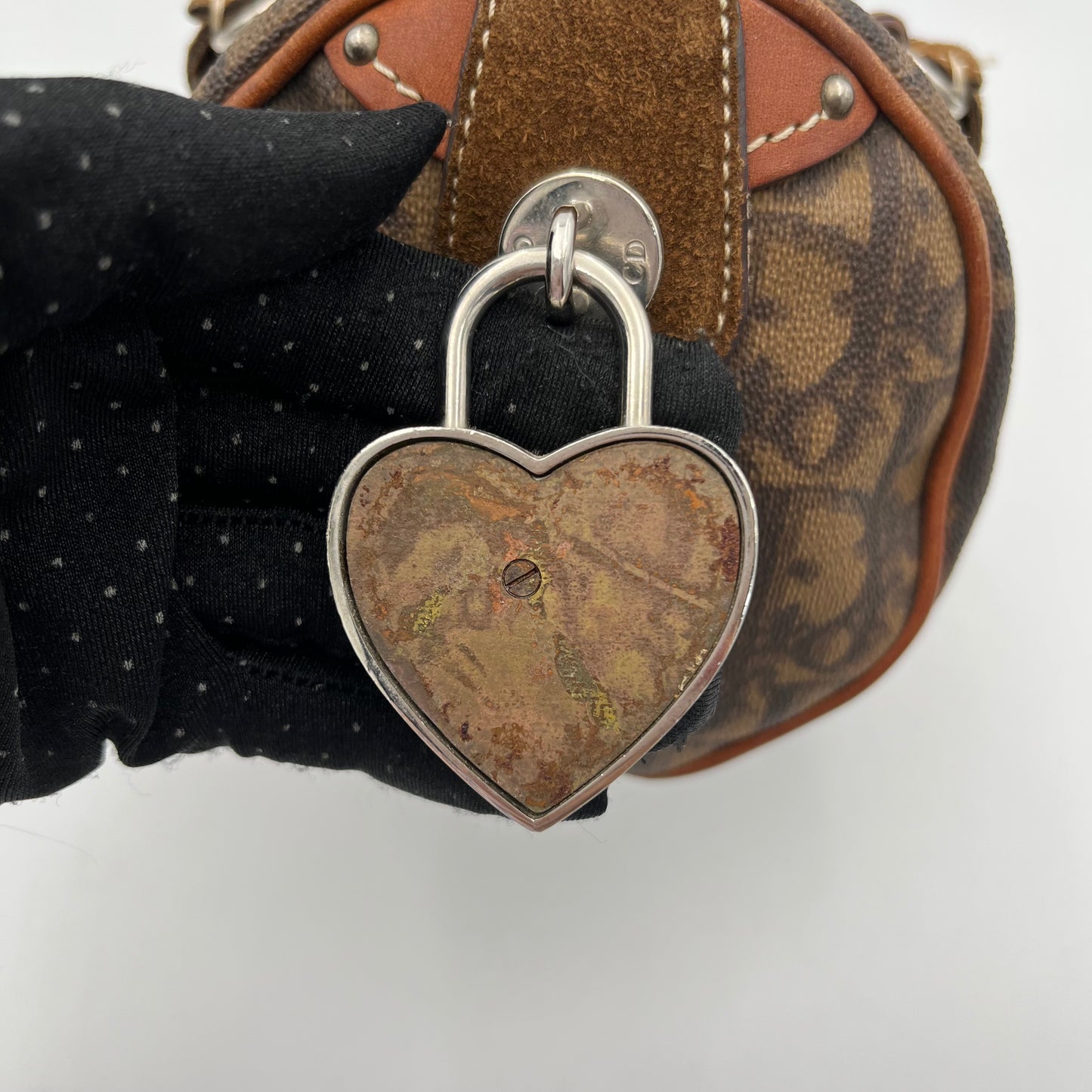 Christian Dior Brown Oblique Coated Canvas Romantique Barrel Bag