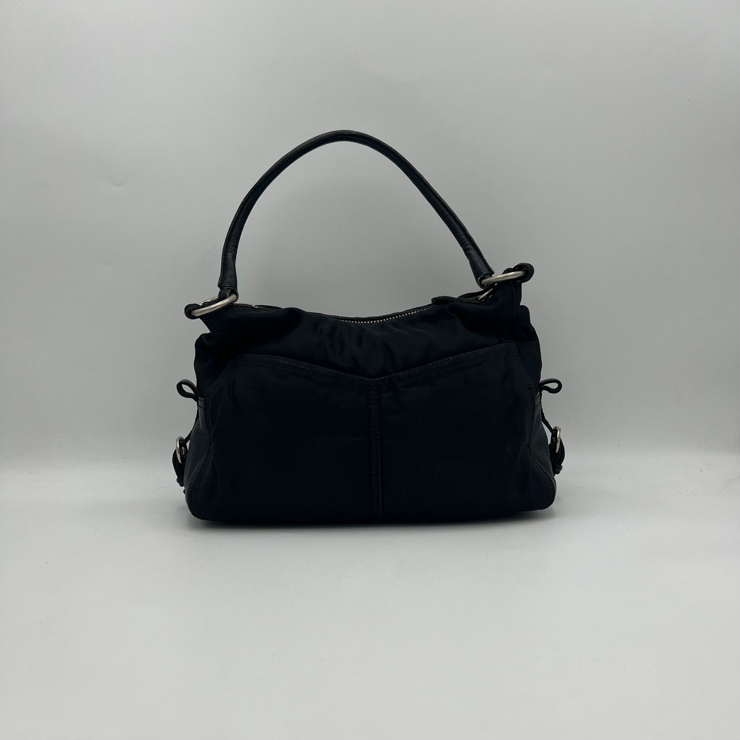 Prada Black Nylon x Leather Cargo Hobo Shoulder Bag