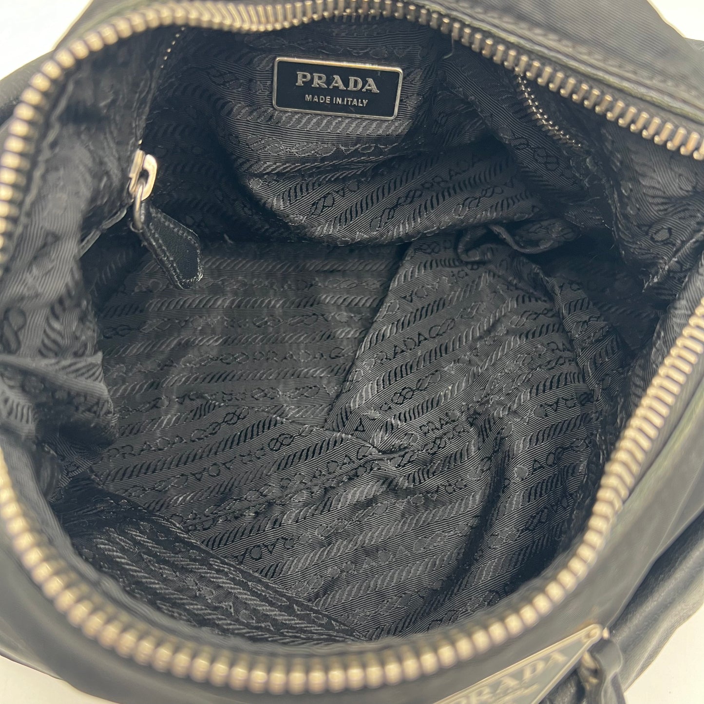 Prada Black Nylon x Leather Cargo Hobo Shoulder Bag