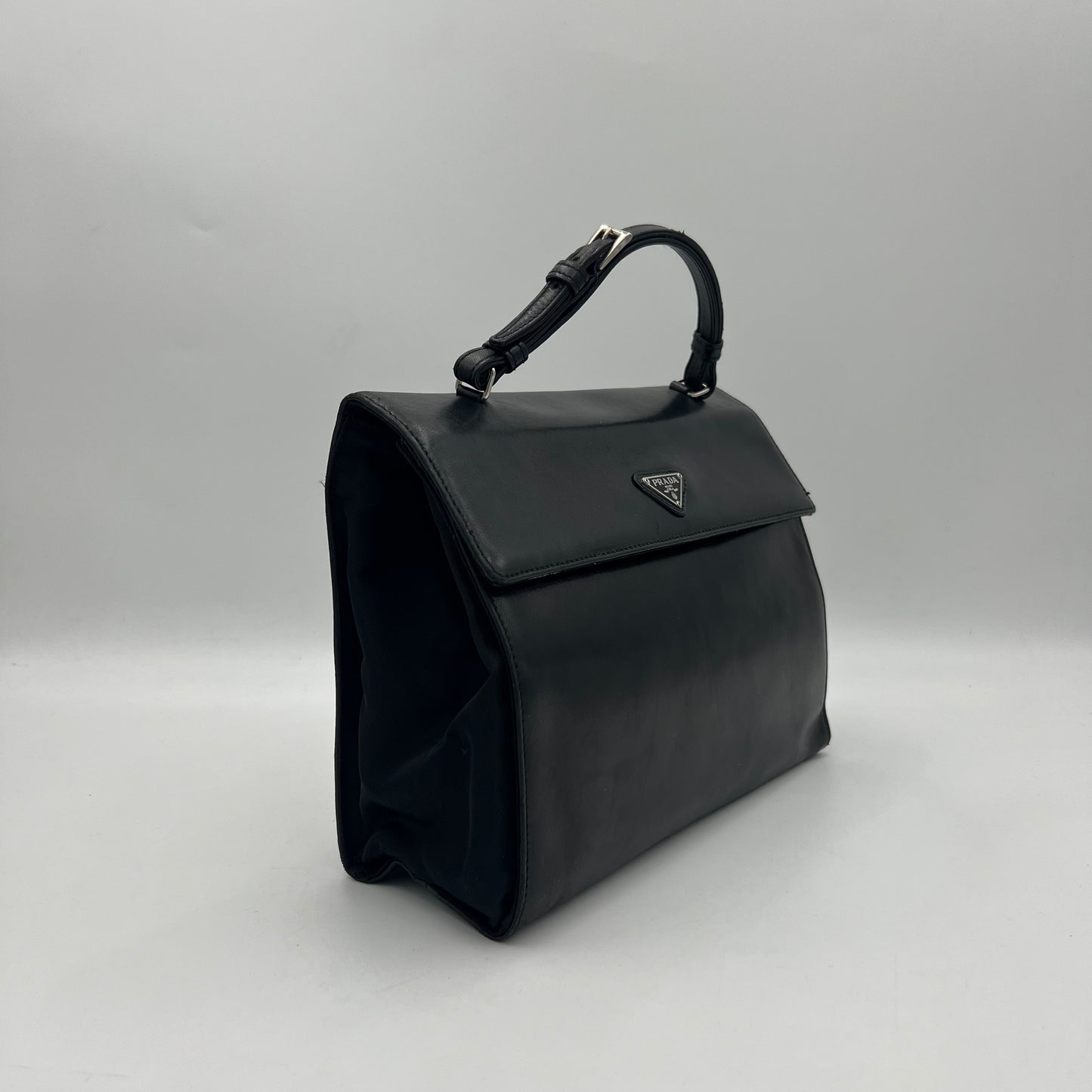 Prada Vintage Black Nappa Trend Handle Handbag