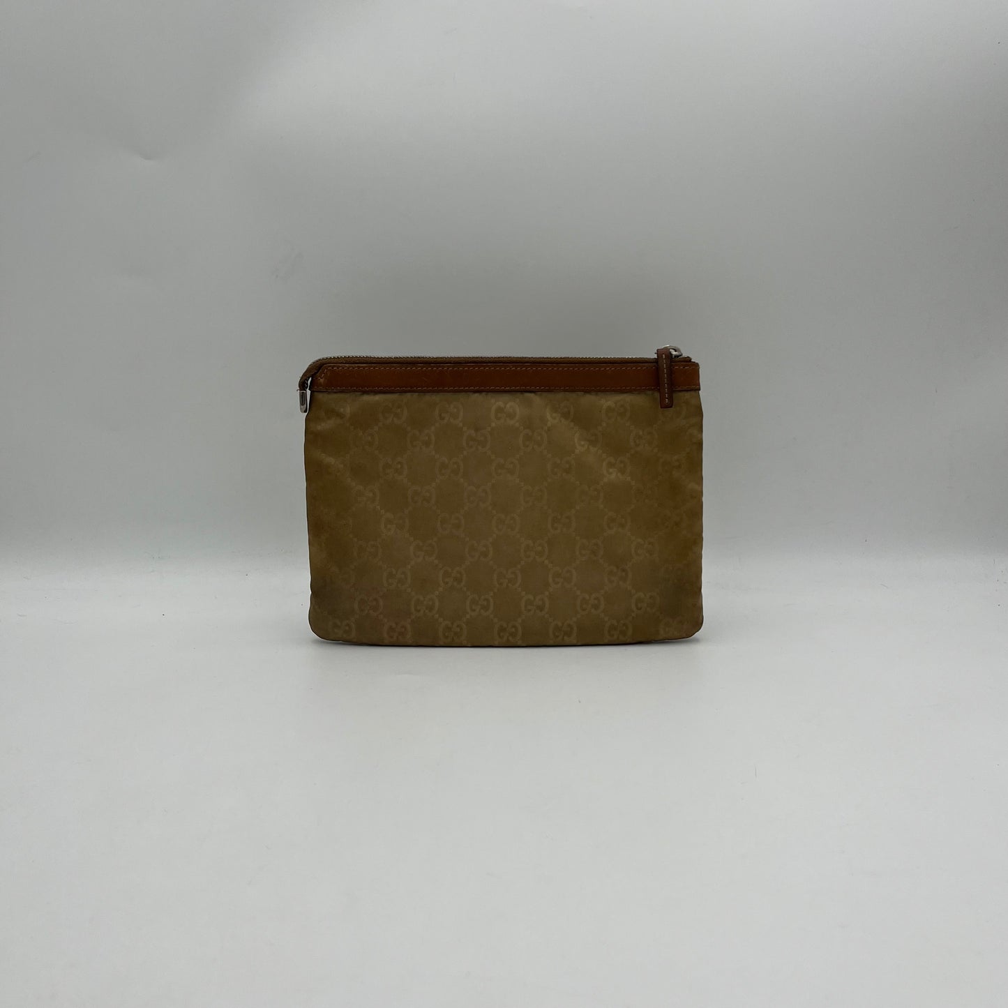 Gucci Beige Monogram Nylon Cosmetic Pouch