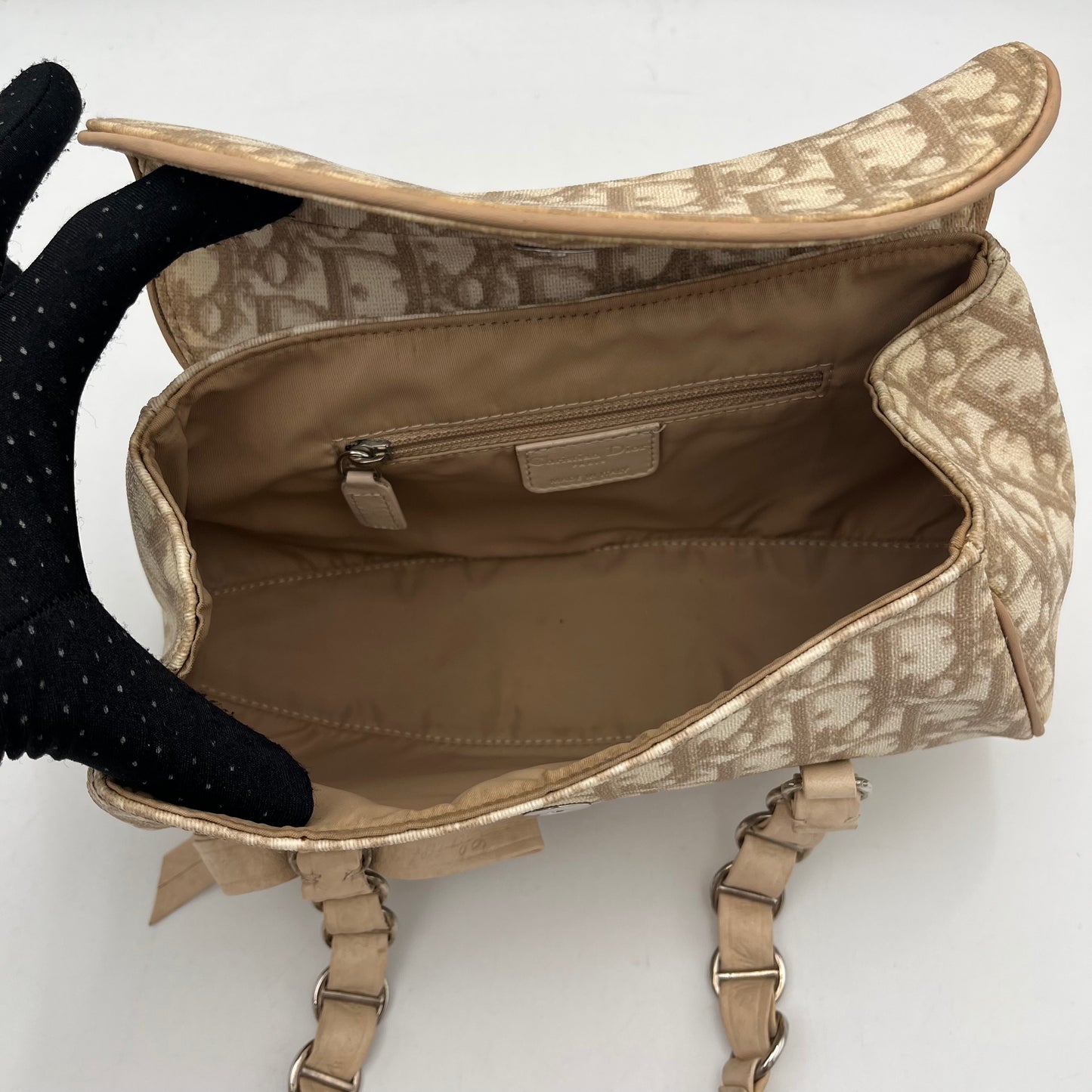 Christian Dior Beige Trotter Romantique Mini Flap Handbag