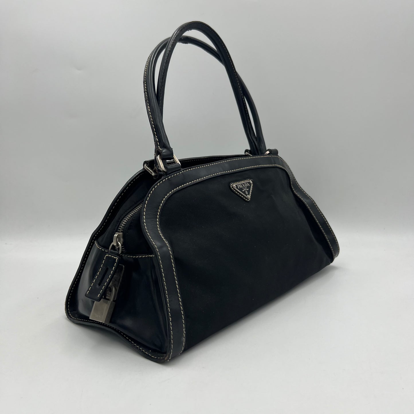 Prada Black Nylon x Patent Leather Bauletto