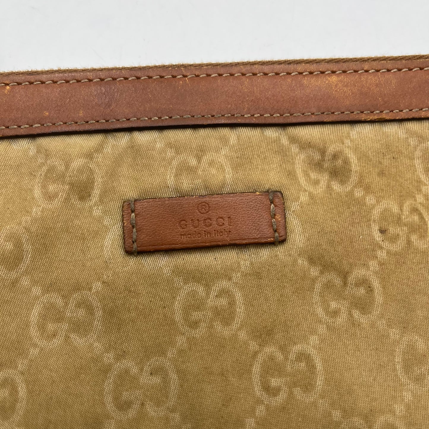 Gucci Beige Monogram Nylon Cosmetic Pouch