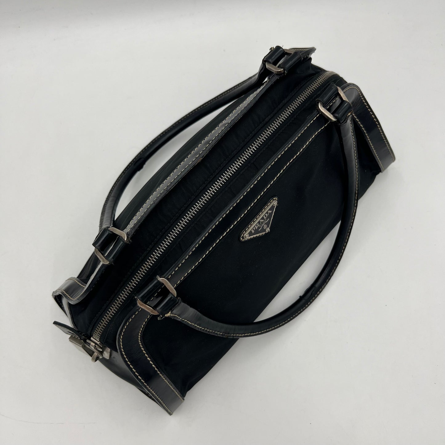 Prada Black Nylon x Patent Leather Bauletto