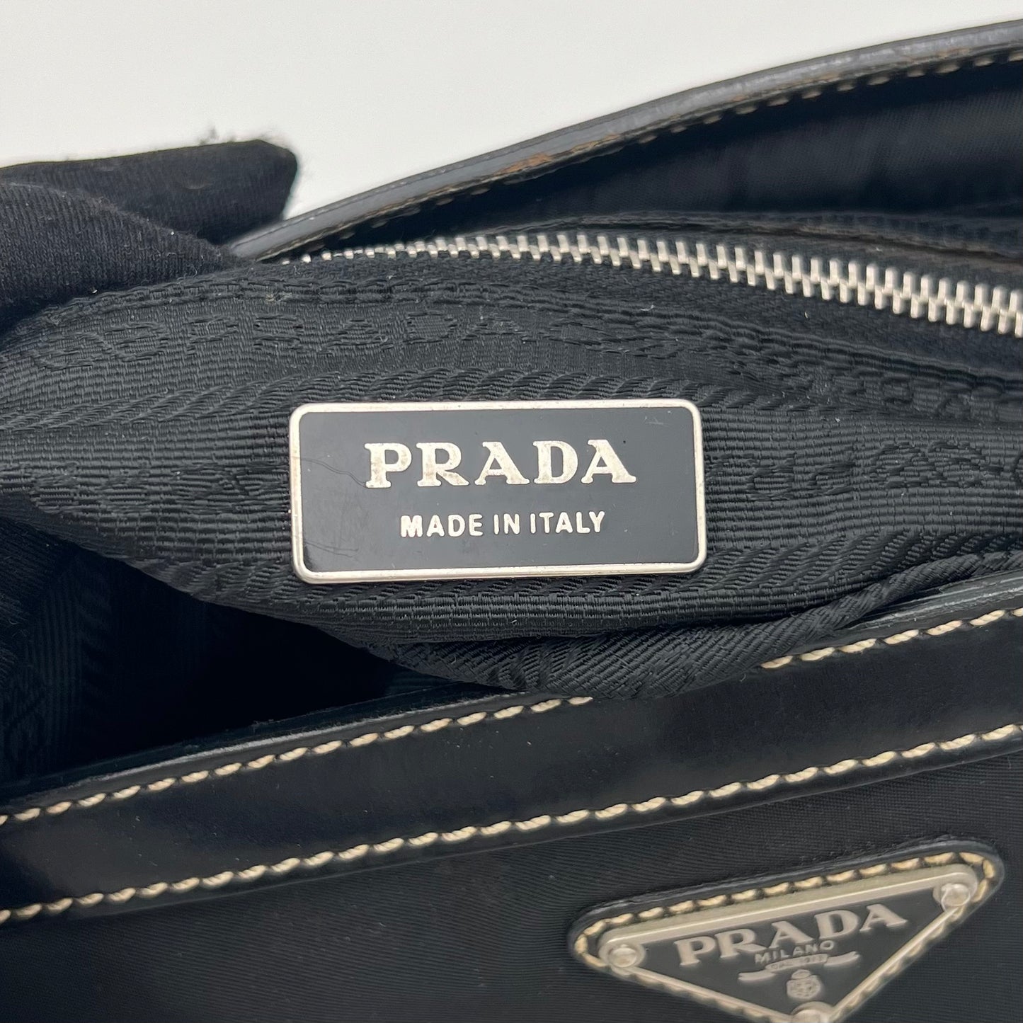 Prada Black Nylon x Patent Leather Bauletto