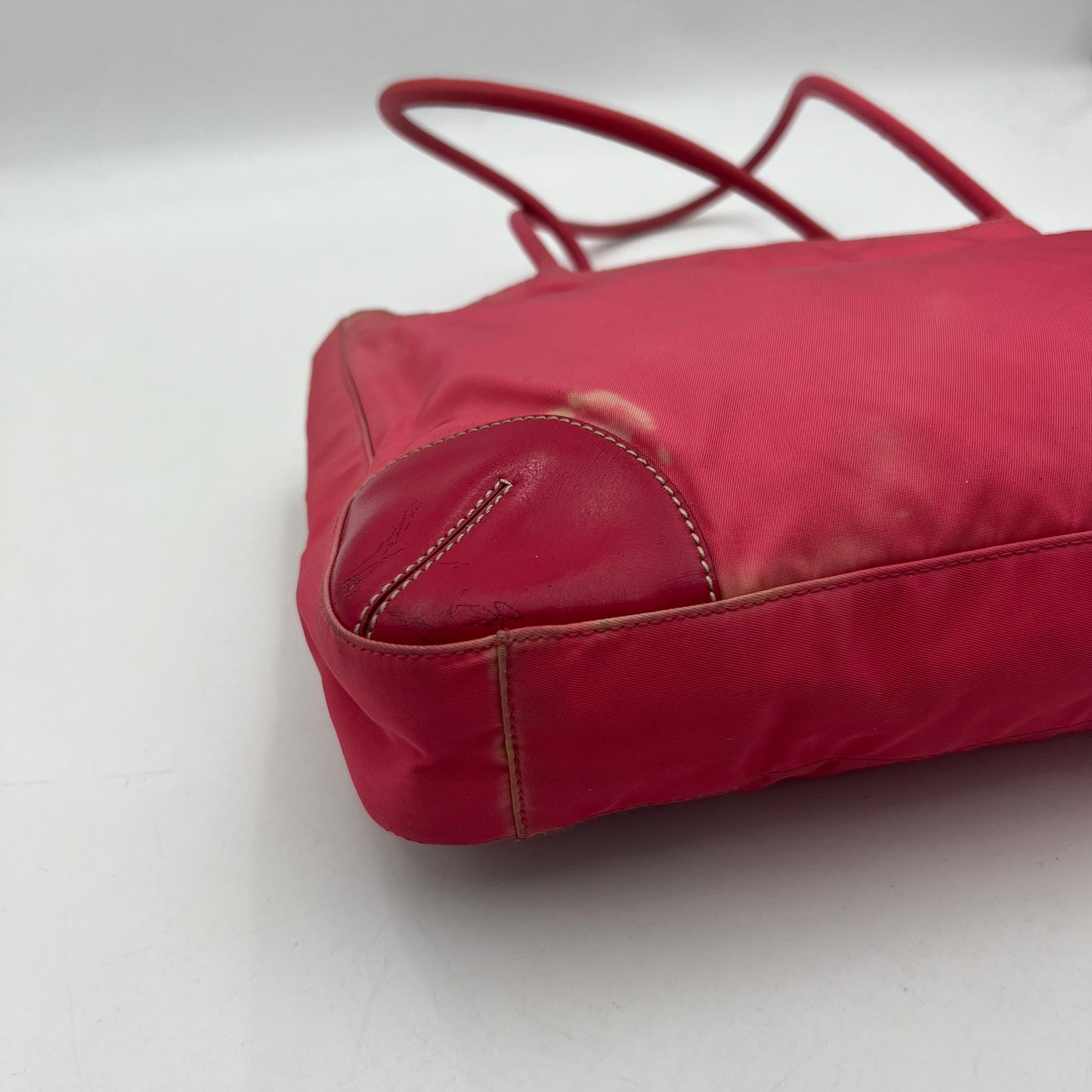 Prada Pink Nylon Horizontal Zip Long Strap Tote