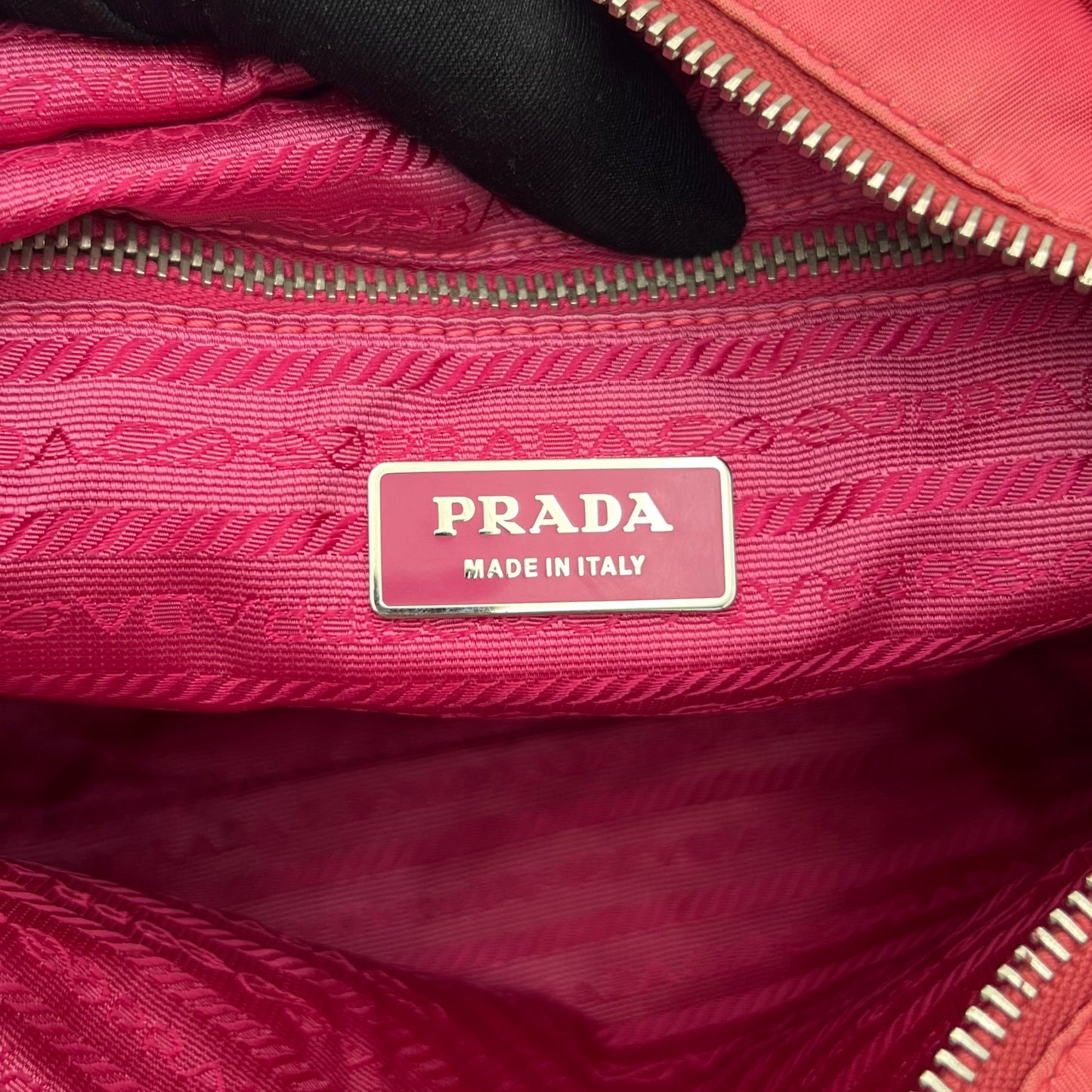 Prada Pink Nylon Horizontal Zip Long Strap Tote