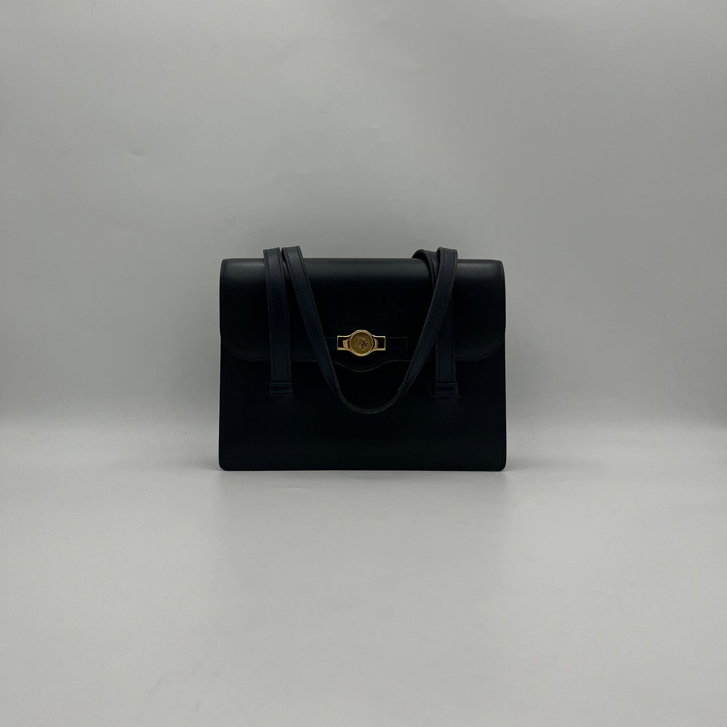Christian Dior Dark Blue Leather Flap Shoulder Bag