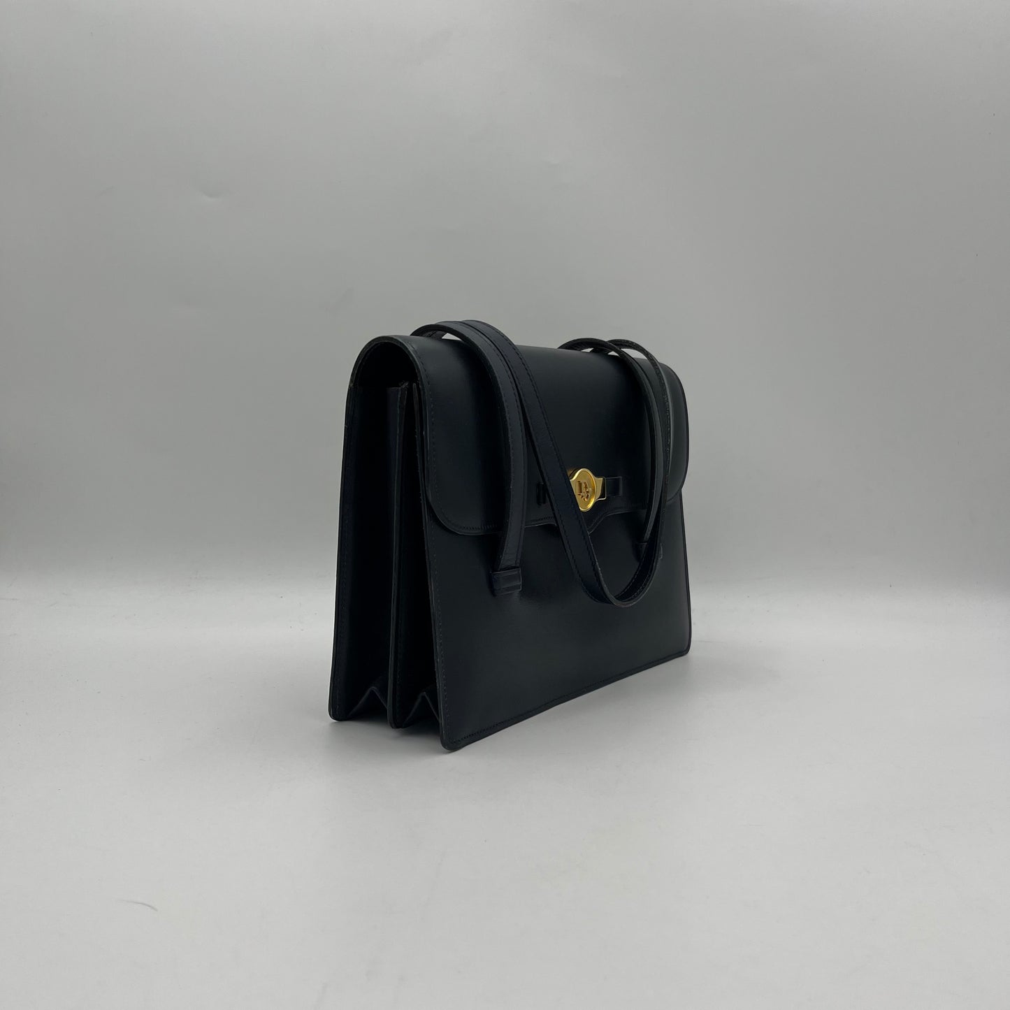 Christian Dior Dark Blue Leather Flap Shoulder Bag